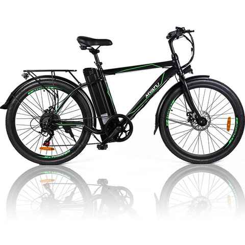 Myatu E-Bike 26" Elektrofahrrad Mountainbike Cityrad, 6 Gang, Kettenschaltung, Heckmotor