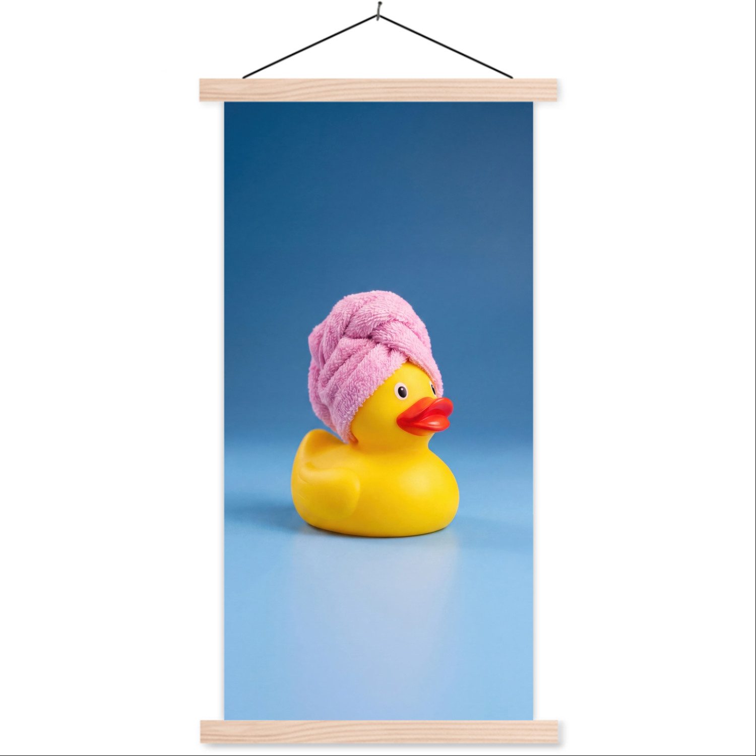 MuchoWow Poster Gummi-Ente - Handtuch - Blau, (1 St), Posterleiste, Textilposter für Wohnzimmer, Bilderleiste, 90x180 cm