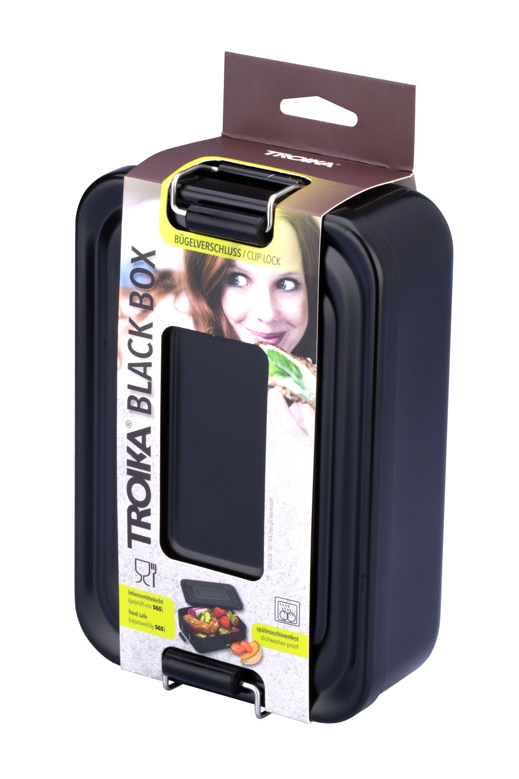 TROIKA Lunchbox BLACK BOX mit Bügelverschluss – schwarze Brotdose aus Aluminium, spülmaschinengeeignet, robust für Alltag, Schule und Outdoor, rostfrei