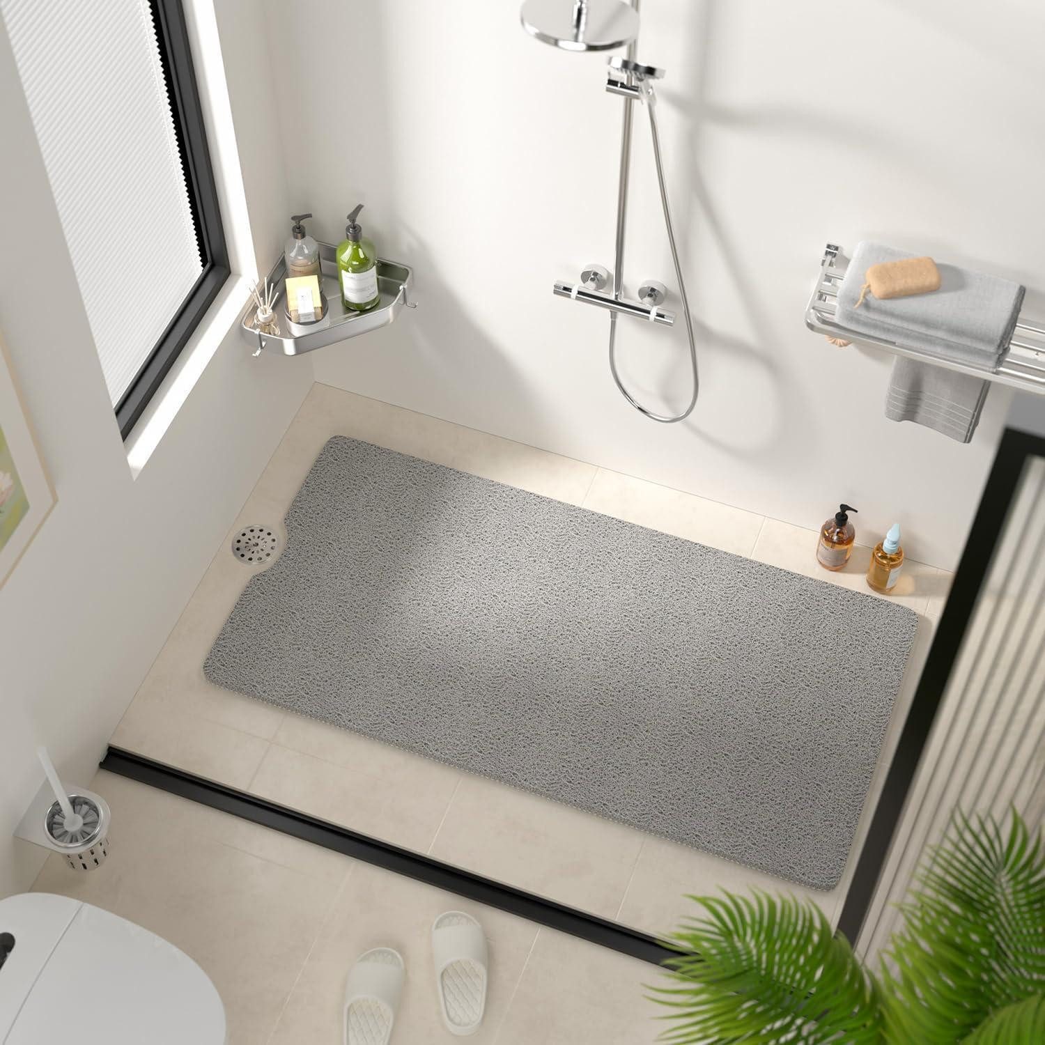 LuxusKollektion Badematte Badewannenmatte Rutschfest Grau 101 x 51 cm Rechteckig
