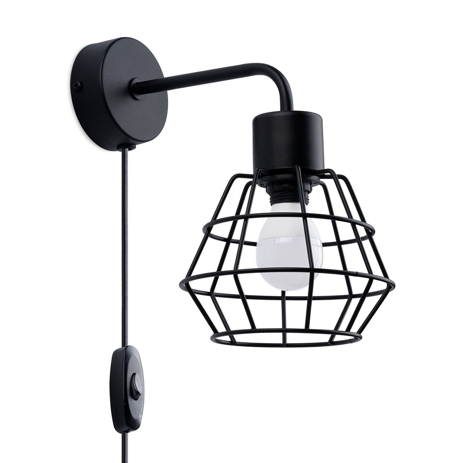 Licht-Erlebnisse Wandleuchte FABIO, ohne Leuchtmittel, E14 23 cm hoch Industrial Design Frame Schirm