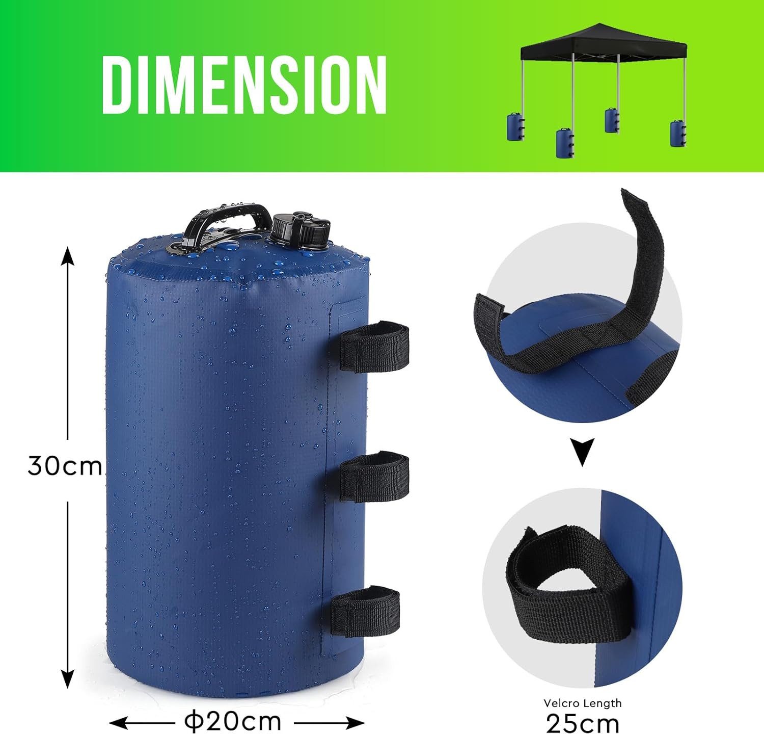 FELIXLEO Beschwerungsgewicht 4er Set Wassergewichtstaschen 10 L Befüllbar für Pavillon, (1-tlg)
