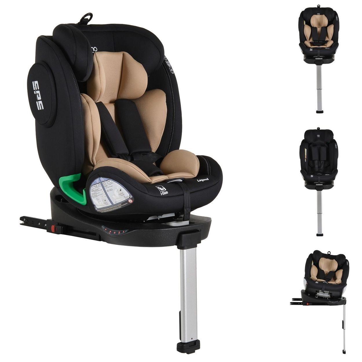 Moni Autokindersitz Kindersitz Legend i-Size, ab: 0, bis: 12, (40-150cm) Isofix 360 Grad-Drehung Stützbein SPS