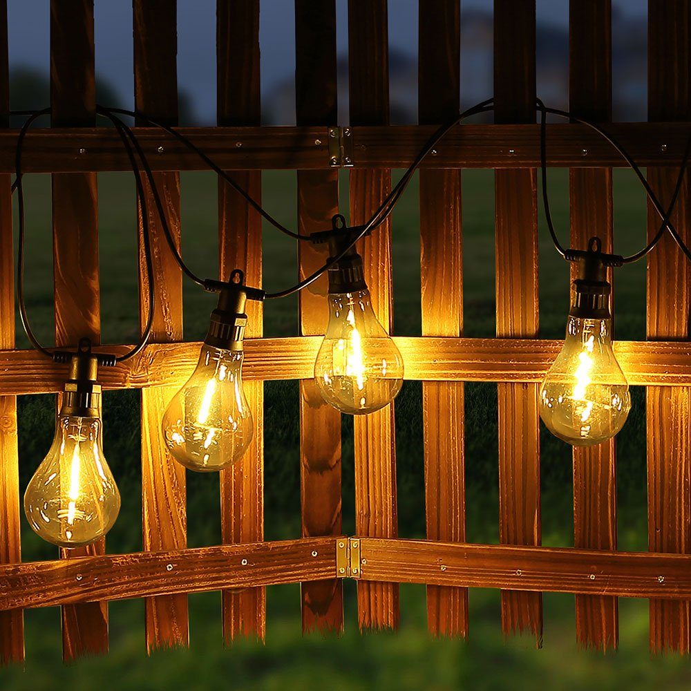 Lichterkette Warmweiß, LED Außenleuchte cm Gartendeko inklusive, L 450 LED Filament 10 Dekolicht, etc-shop Leuchtmittel Birnen