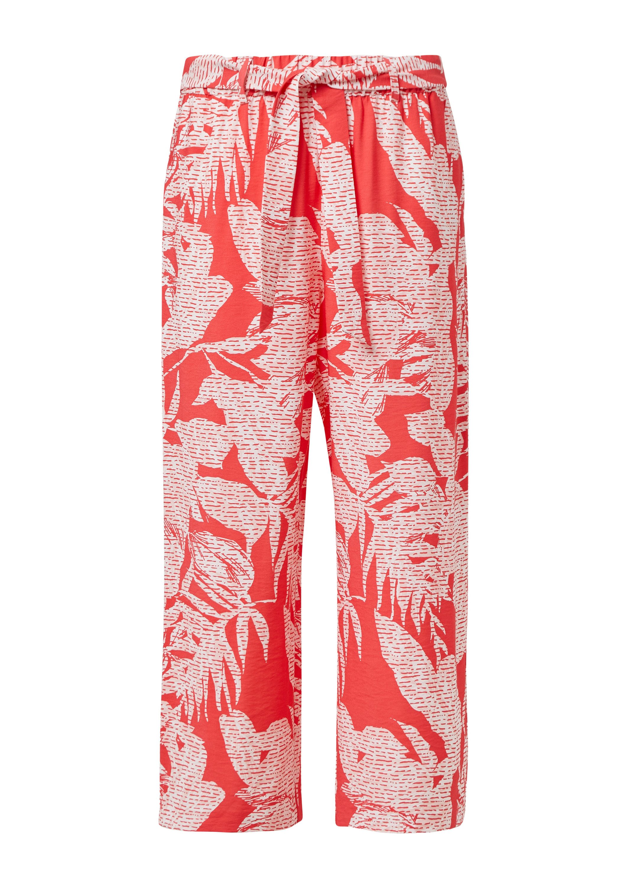 comma Culotte Hose Crop-Hose aus Viskosemix im Relaxed Fit mit All-over-Pri günstig online kaufen