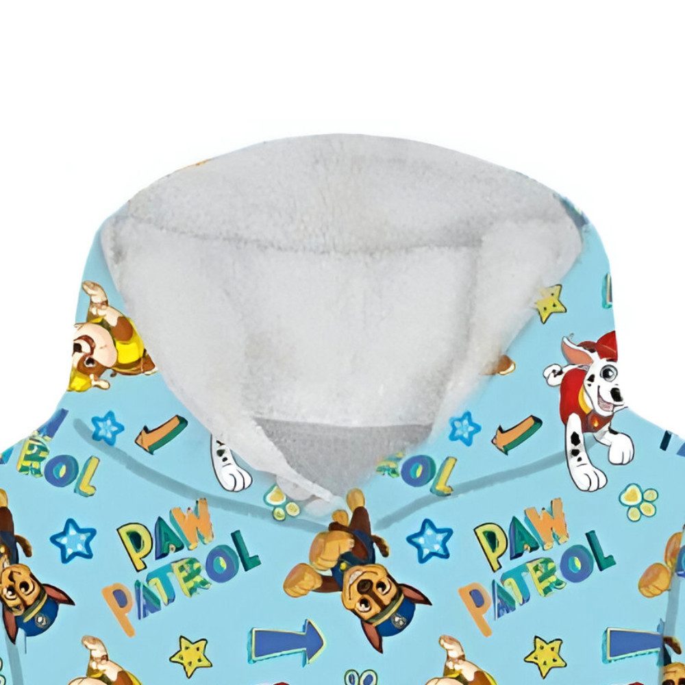 PAW PATROL Sweatponcho Paw Patrol Chase Kuschelponcho Kuscheldecke mit Ärmeln Kapuze Tasche Gr. 3 bis 6 Jahre Onesize