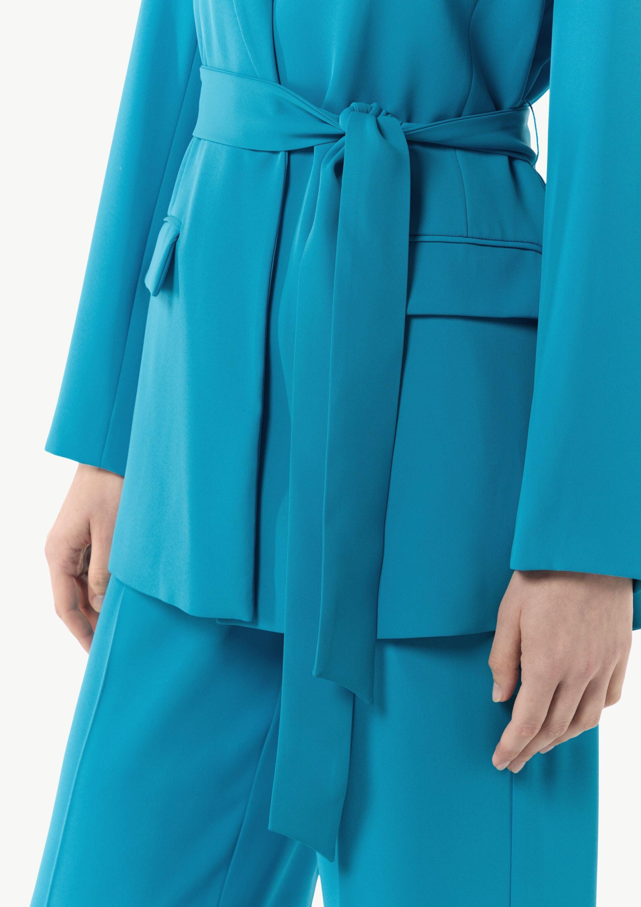 comma Jackenblazer Indoor-Blazer Fließender Longblazer mit Bindegürtel