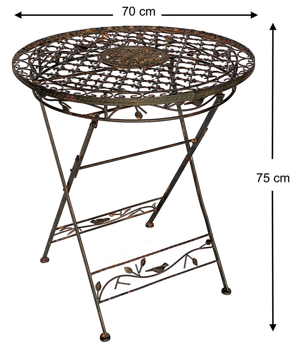 DanDiBo Sitzgruppe Eisen Garten Antik Bistroset AVIS Bistrotisch mit 2 Stühlen, klappbar Metall Gartentisch