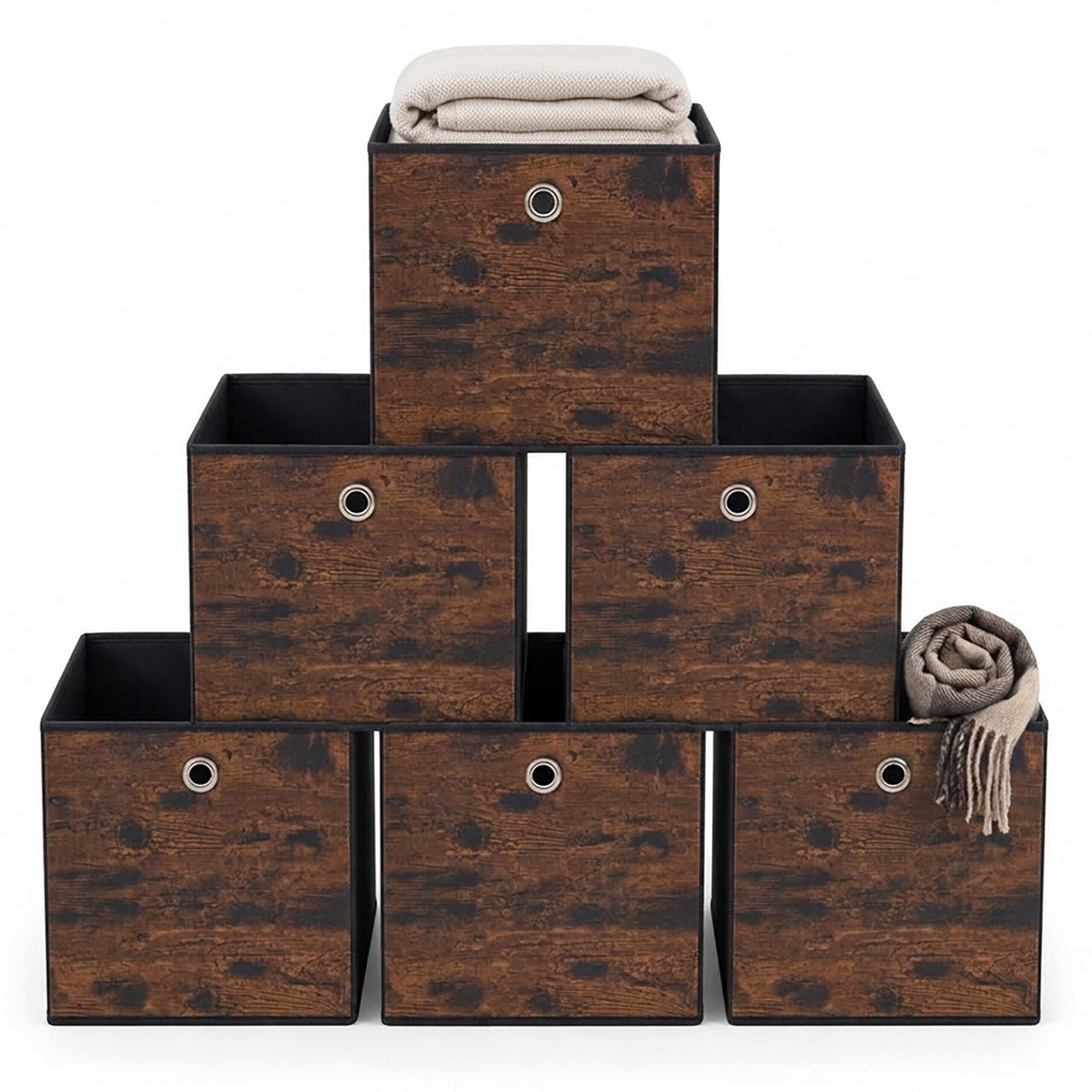 relaxdays Faltbox Aufbewahrungsbox faltbar 6er Set (6 St), Industrial-Schwarz