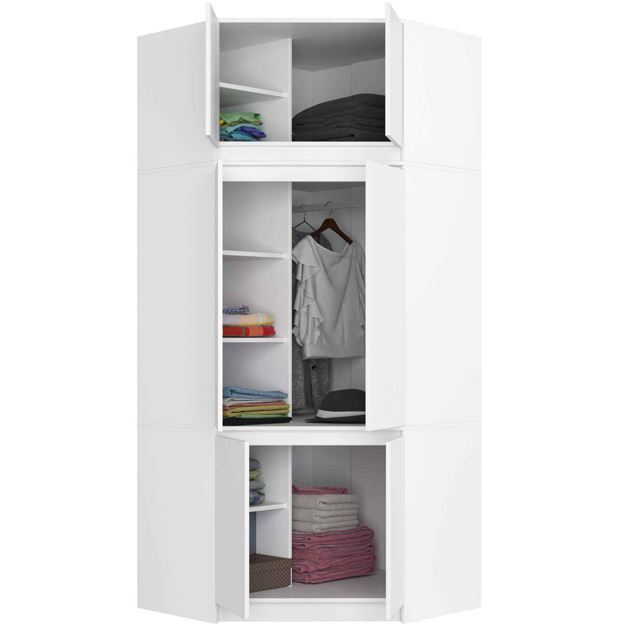 Raumhirsch Furniture Kleiderschrank Hochwertiger Kleiderschrank - Modernes Design - Stauraum Kleiderschrank mit 6 Türen, 9 Einlegeböden, 235 x 100 x 50 cm