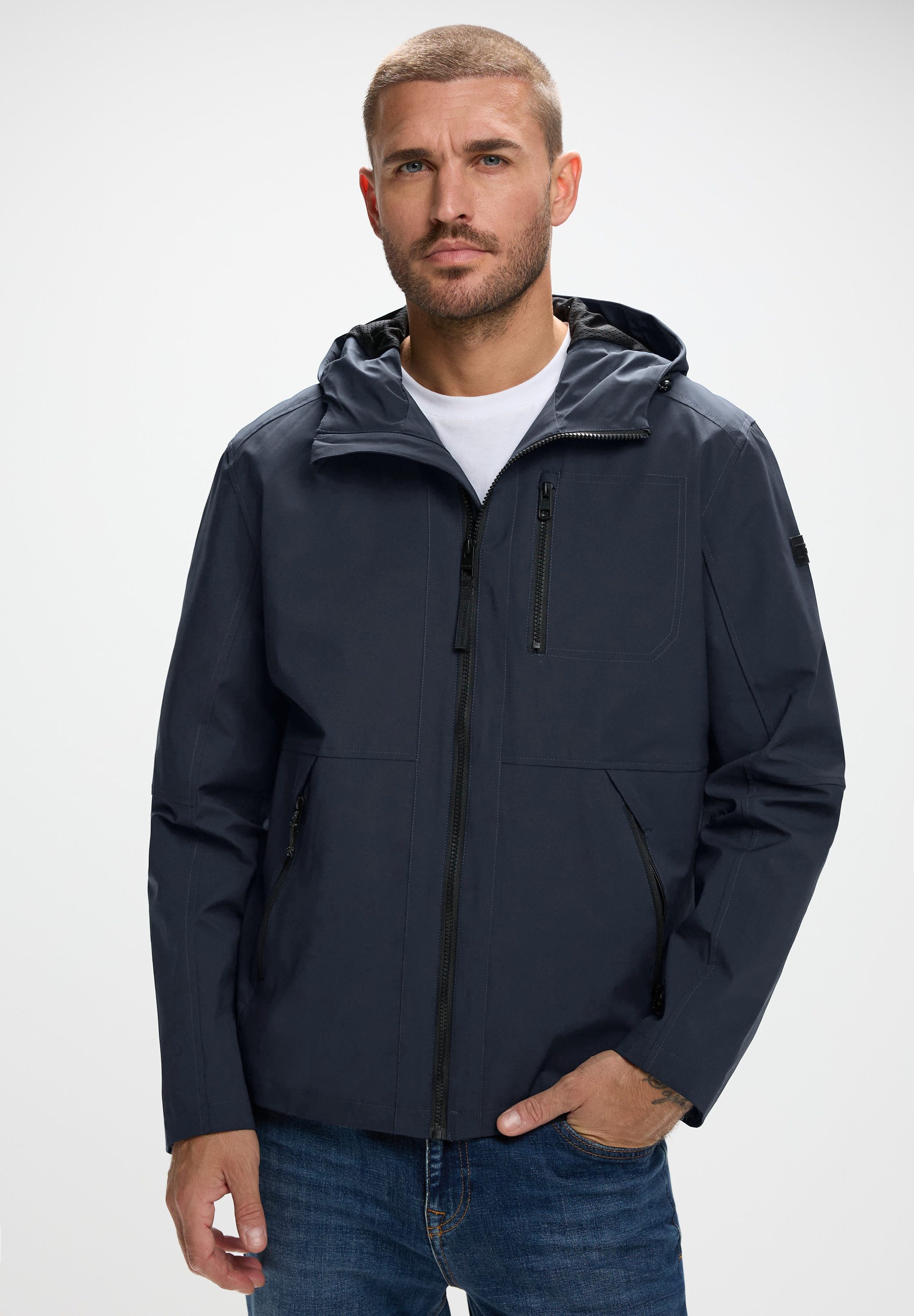 STREET ONE MEN Steppjacke mit Kapuze mit Tunnelzugband