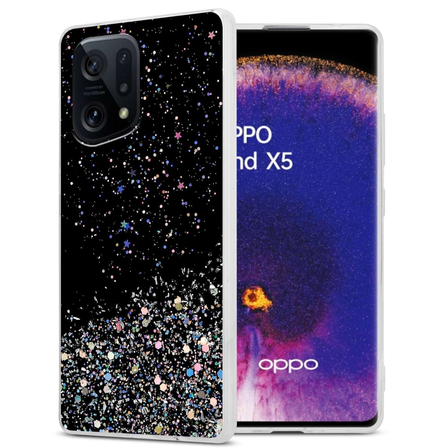 Cadorabo Handyhülle für Oppo FIND X5 Hülle Oppo FIND X5, Flexible TPU Silikon Handy Schutzhülle - Hülle - mit Glitzer