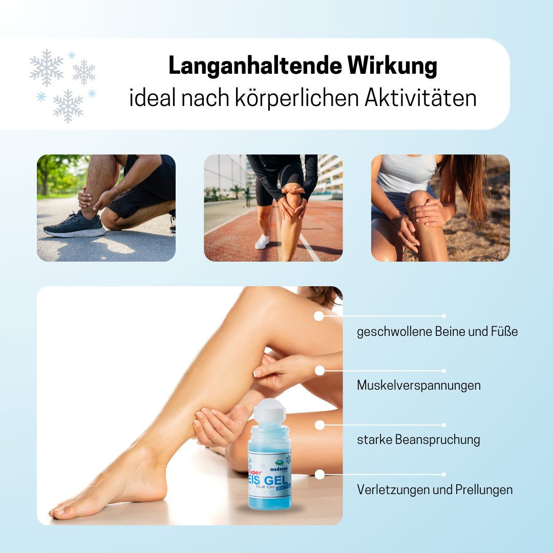 Medosan Körperpflegemittel Eis Gel Roll-On, Soforthilfe, belebt und aktiviert nach körperlicher Belastung