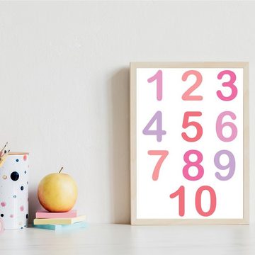 Tigerlino Poster ABC Zahlen Kinderposter Mädchen 3er Set Lernposter Alphabet