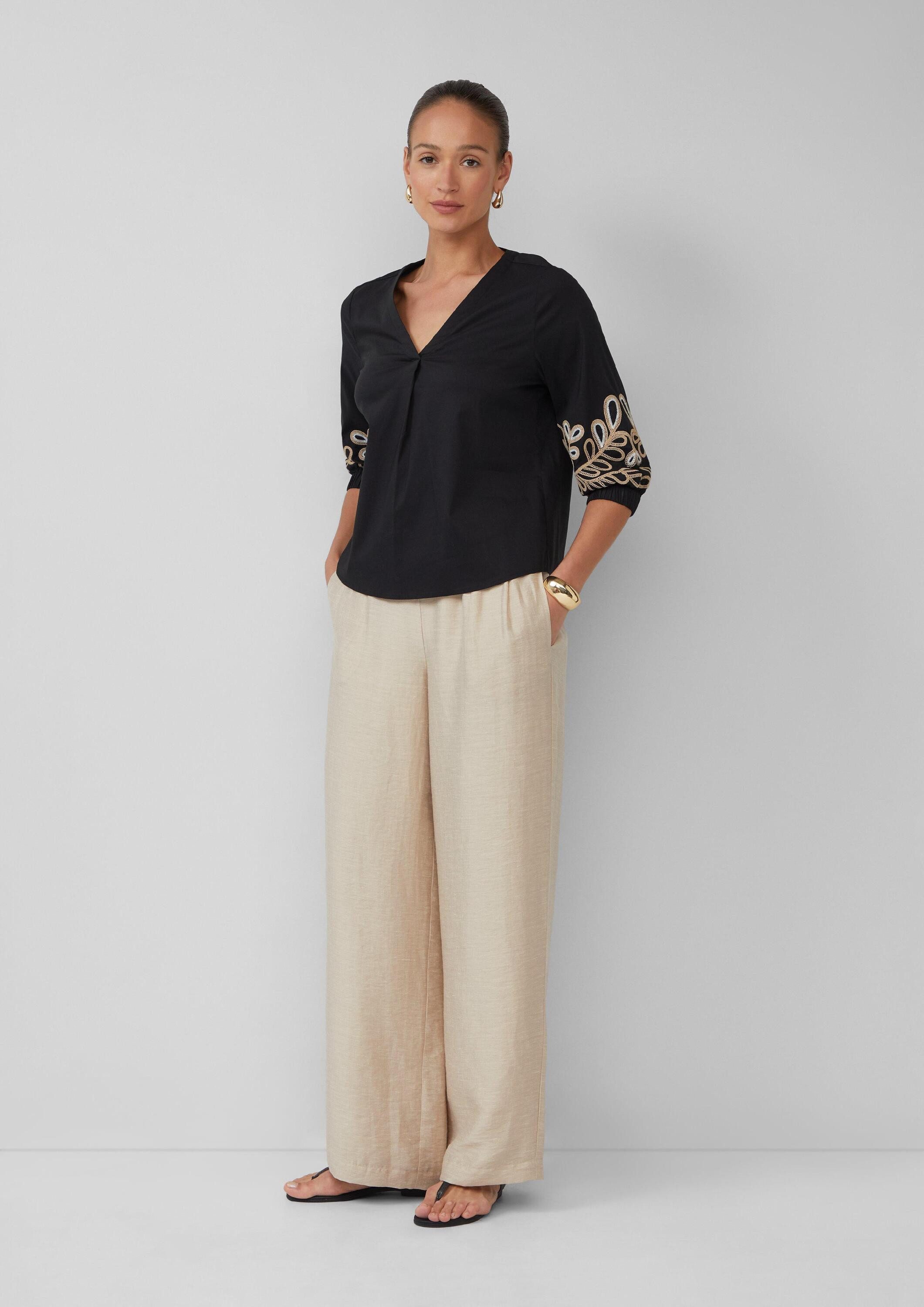 s.Oliver Kurzarmbluse Bluse Popeline-Bluse mit Stickerei und 3/4-Ärmeln – Bild 5 von 5