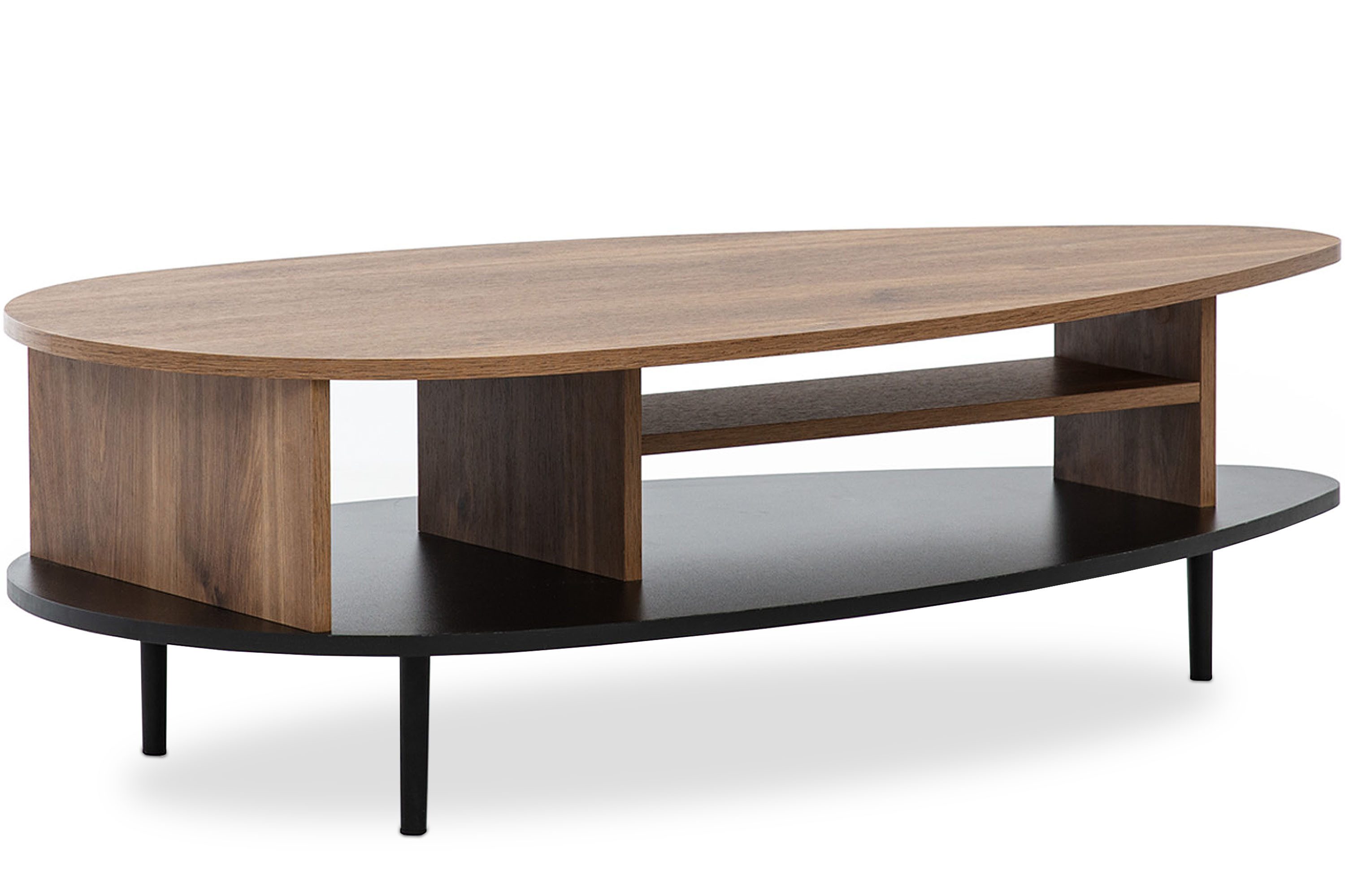 KONSIMO® Couchtisch CHRISTO Kaffeetisch, mit Stauraum, Sofatisch, hergestellt in der EU, mit Stauraum, Metallfüße 15 cm, Holzoptik, dunkle Eiche