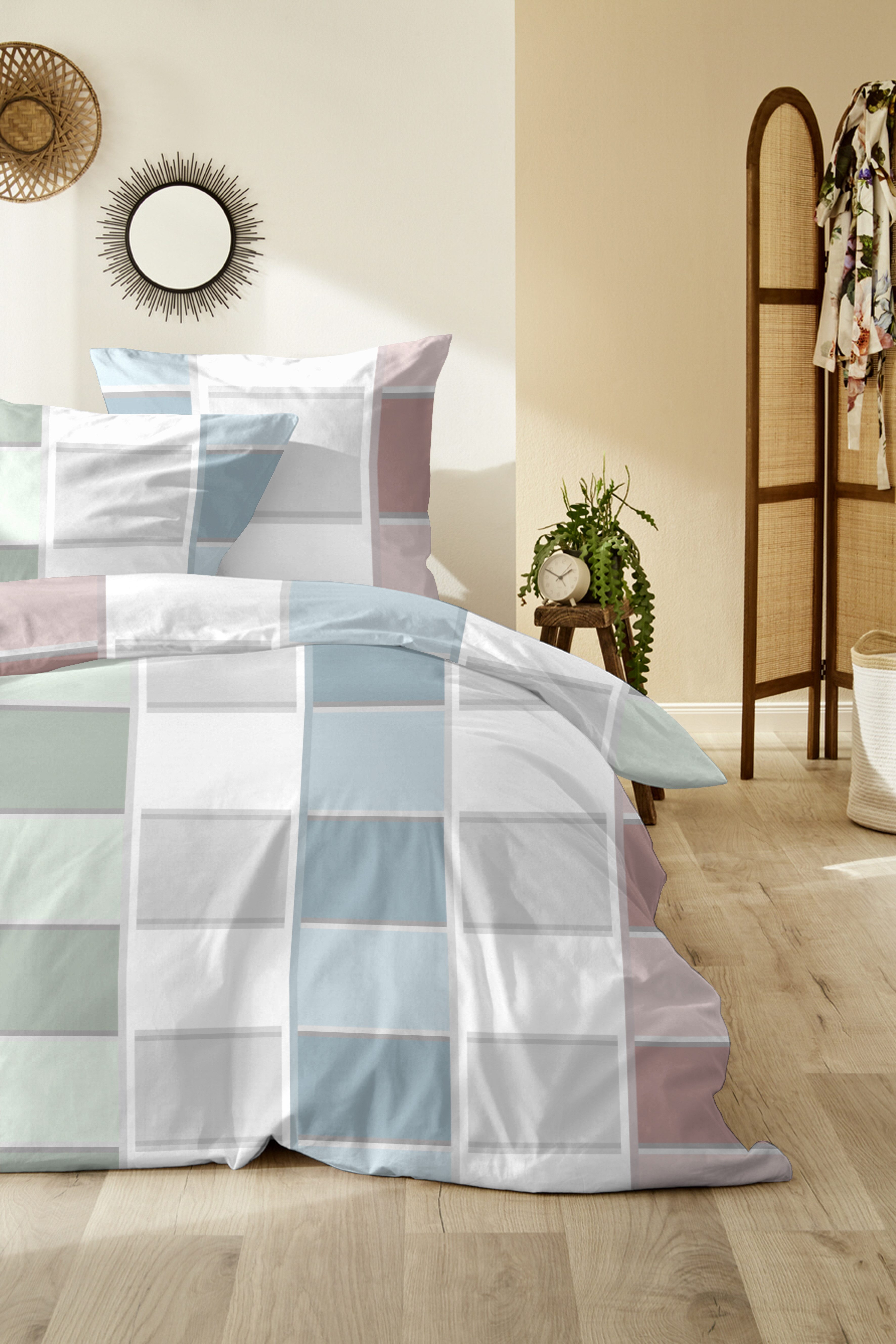 Giantore Bettwäsche Elegante Mako-Satin-Bettwäsche in Blau, günstig online kaufen