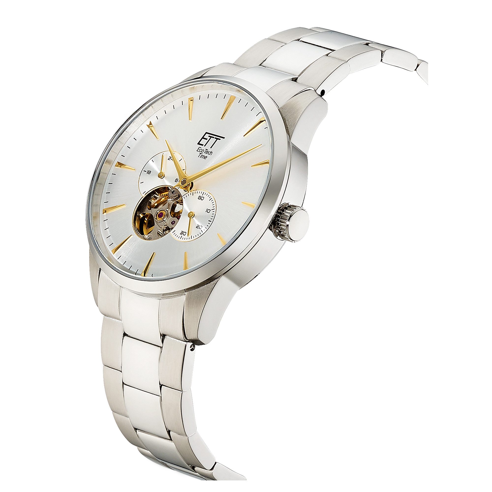 ETT Automatikuhr Motion Drive EGS-40401-41M, Armbanduhr, Herrenuhr, Mechanische Uhr, Edelstahlarmband, analog