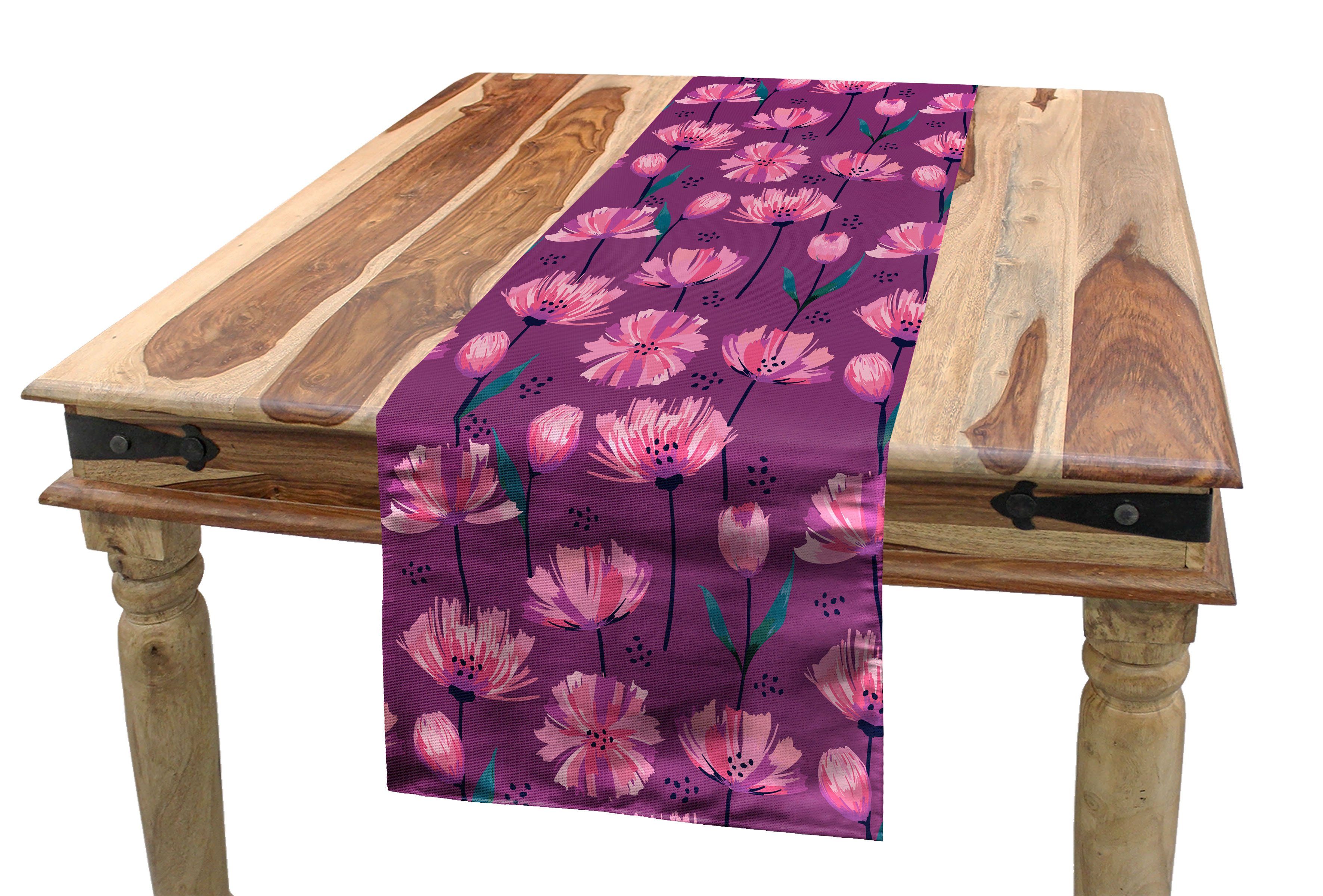 Abakuhaus Tischläufer Esszimmer Küche Rechteckiger Dekorativer Tischläufer, Blumen Abstrakte Mohnblumenblätter