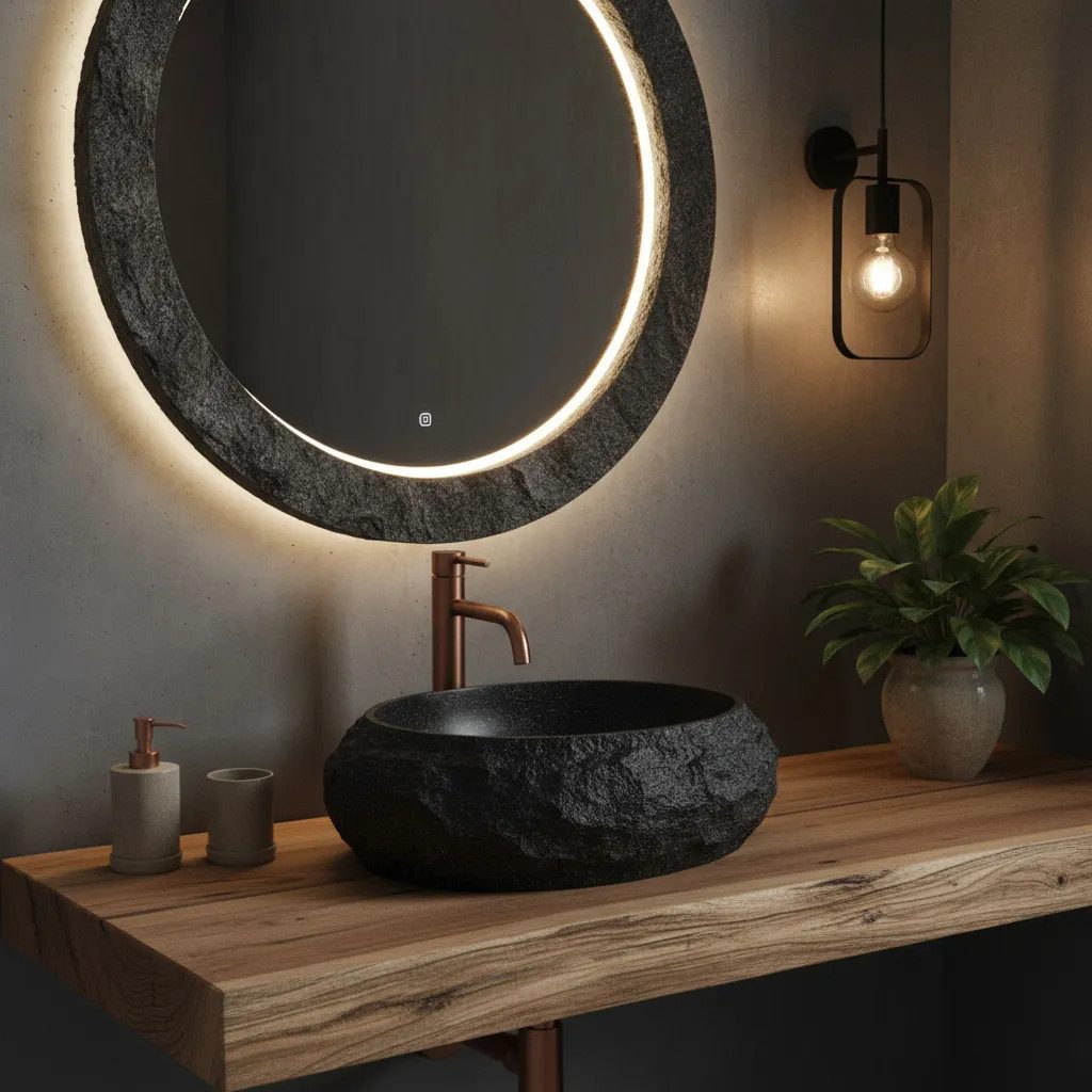 wohnwerk.idee Aufsatzwaschbecken aus Kompositstein, Designer Badwaschbecken 8 Farben – Bild 4 von 5
