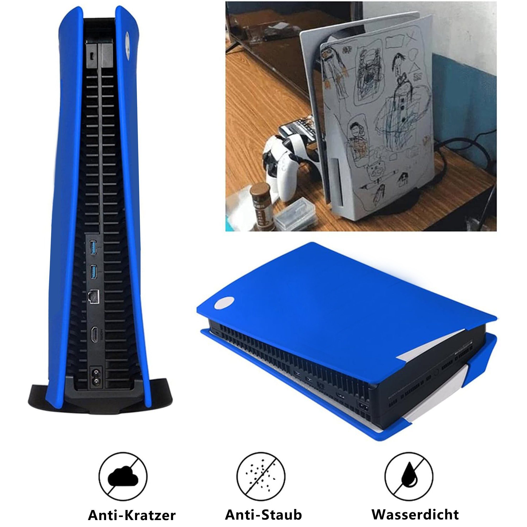 KINSI Silikon Fall für PS5 Optik-Laufwerk, PS5 Zubehör, leicht anzuwenden PlayStation 5-Controller (Staubschutzhülle, PS5 Konsole Fall Schutzhülle)