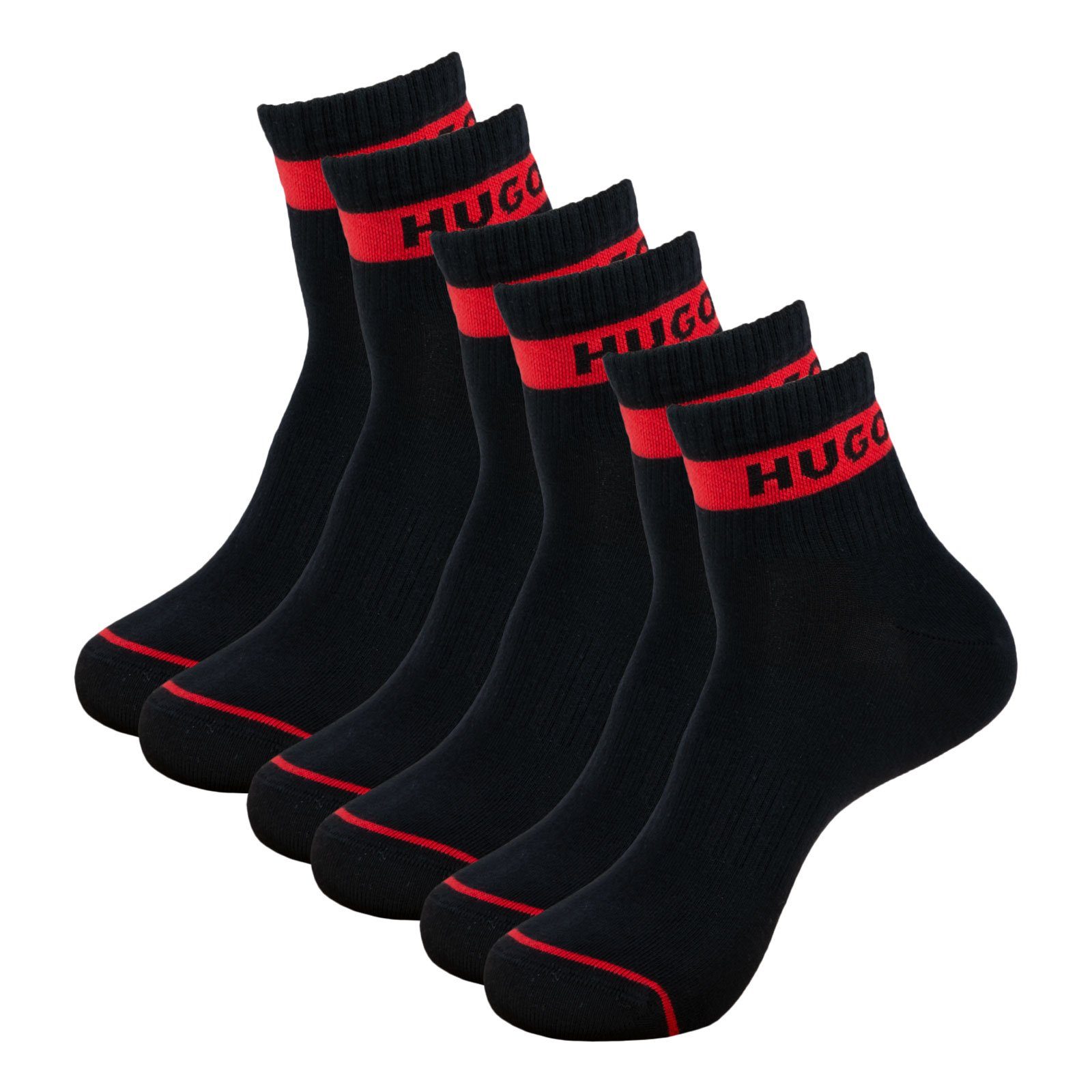 HUGO Freizeitsocken SH Rib Logo CC (3-Paar) mit verstärkten Belastungszonen