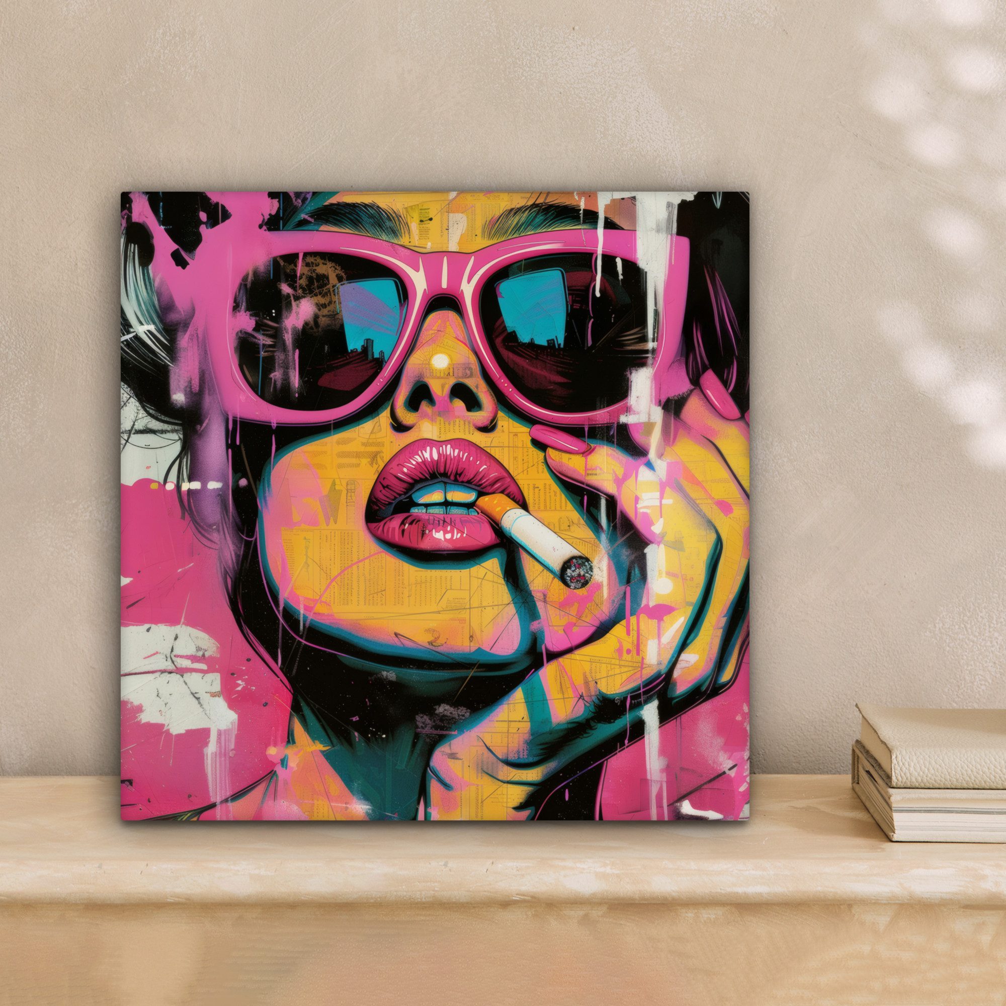 OneMillionCanvasses® Leinwandbild Porträt - Frau - Abstrakt - Sonnenbrille, günstig online kaufen