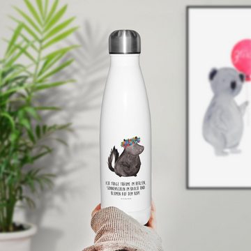 Mr. & Mrs. Panda Thermoflasche Stinktier Mädchen - Weiß - Geschenk, Thermoflasche, Skunk, Isolierfla, Doppelwandig