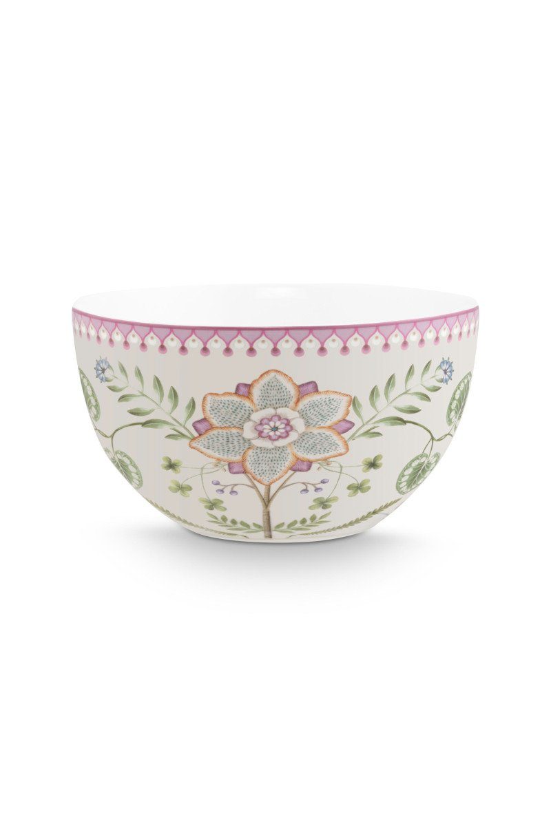 PiP Studio Schale Lily&Lotus Bowl weiss/bunt 18cm, Porzellan, (Bowls), Bowl Lily&Lotus Off White 18cm