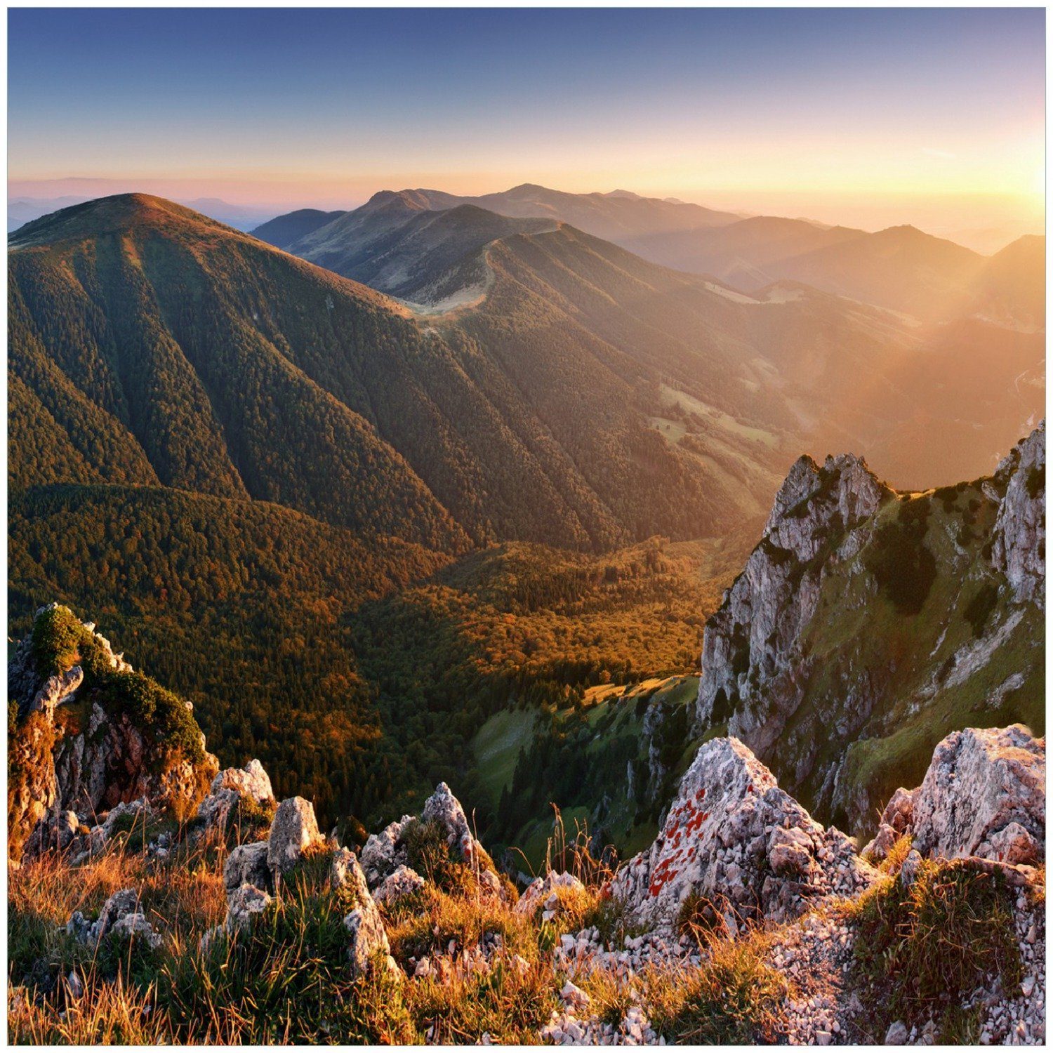 Berglandschaft Wallario in Memoboard mit der Slowakei Sonnenuntergang