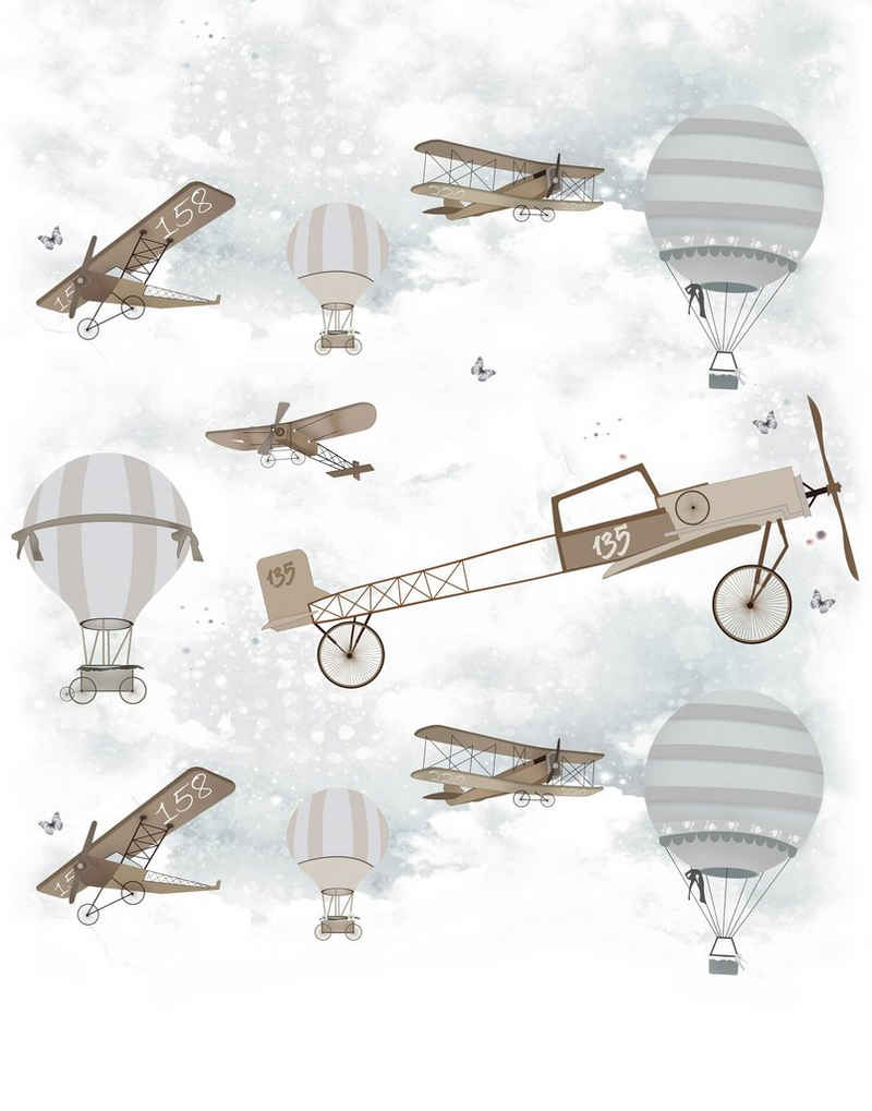 Marburg Kindertapete, (1 St), Flugzeug, Heißluftballon, gut lichtbeständig, hochwaschbeständig