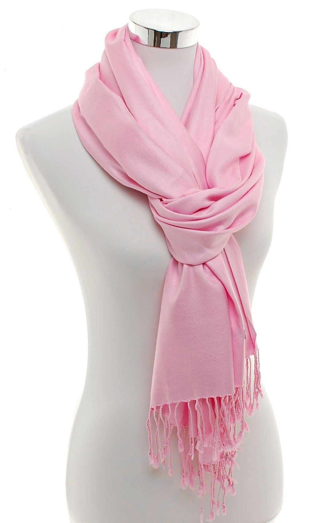 Bovari Schal Pashmina aus XL glänzend rosa 200x70 Kaschmir -, Seide cm - Viskose weich Premium Damen-Schal 100% wie - wie