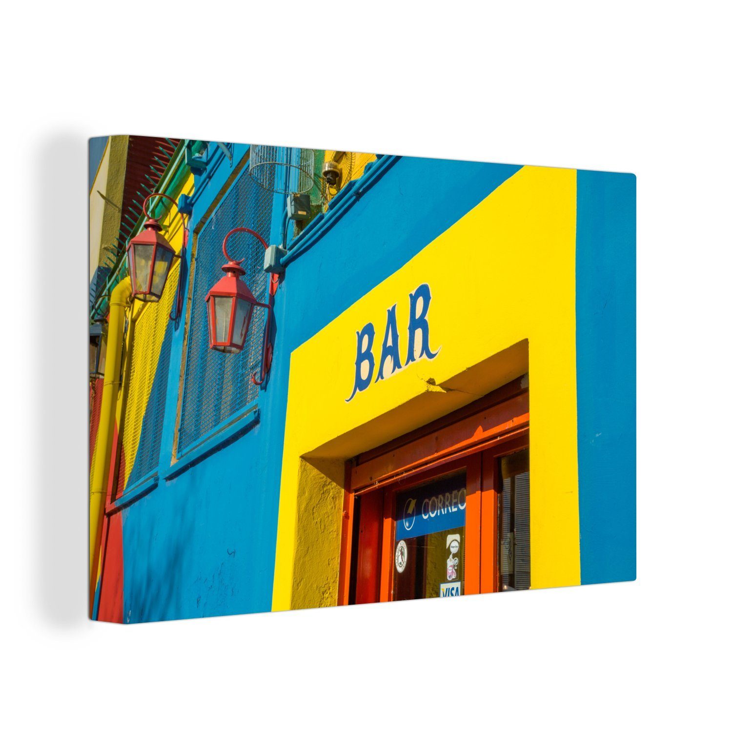 OneMillionCanvasses® Leinwandbild Foto des Eingangs zu einer Bar im argentinischen Stadtteil La Boca, (1 St), Wandbild Leinwandbilder, Aufhängefertig, Wanddeko, 30x20 cm