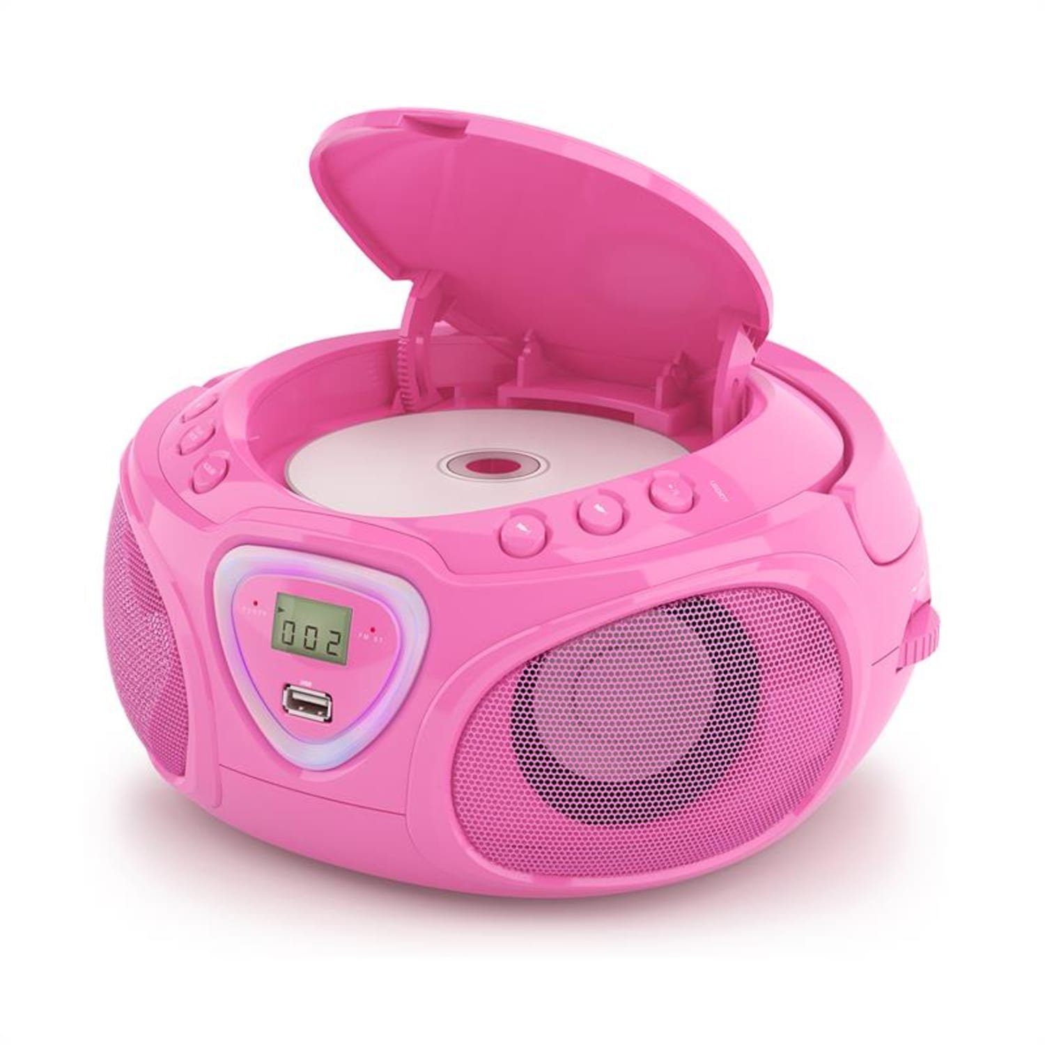Auna Roadie Radio (FM-Radio, Pink Bluetooth CD Radio Spieler Musikbox CD tragbar Player Soundbox) Kinder