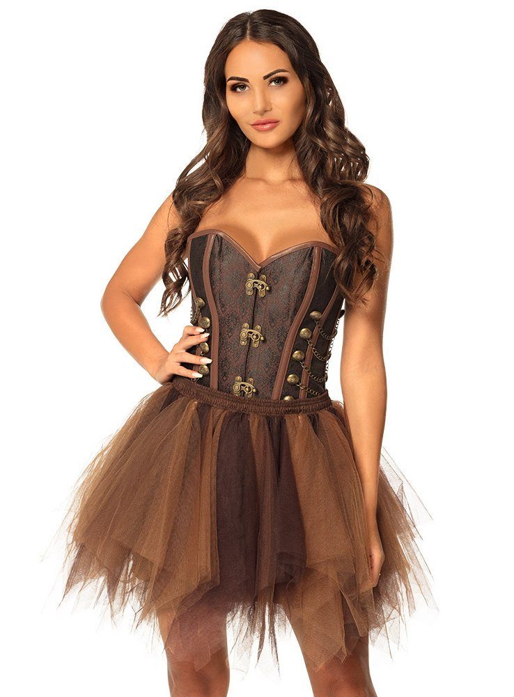 Boland Kostüm Kurzer Tüllrock braun - Rock für Faschingskostüm, Dreilagiger Petticoat für Steampunk oder erdfarbene Feen