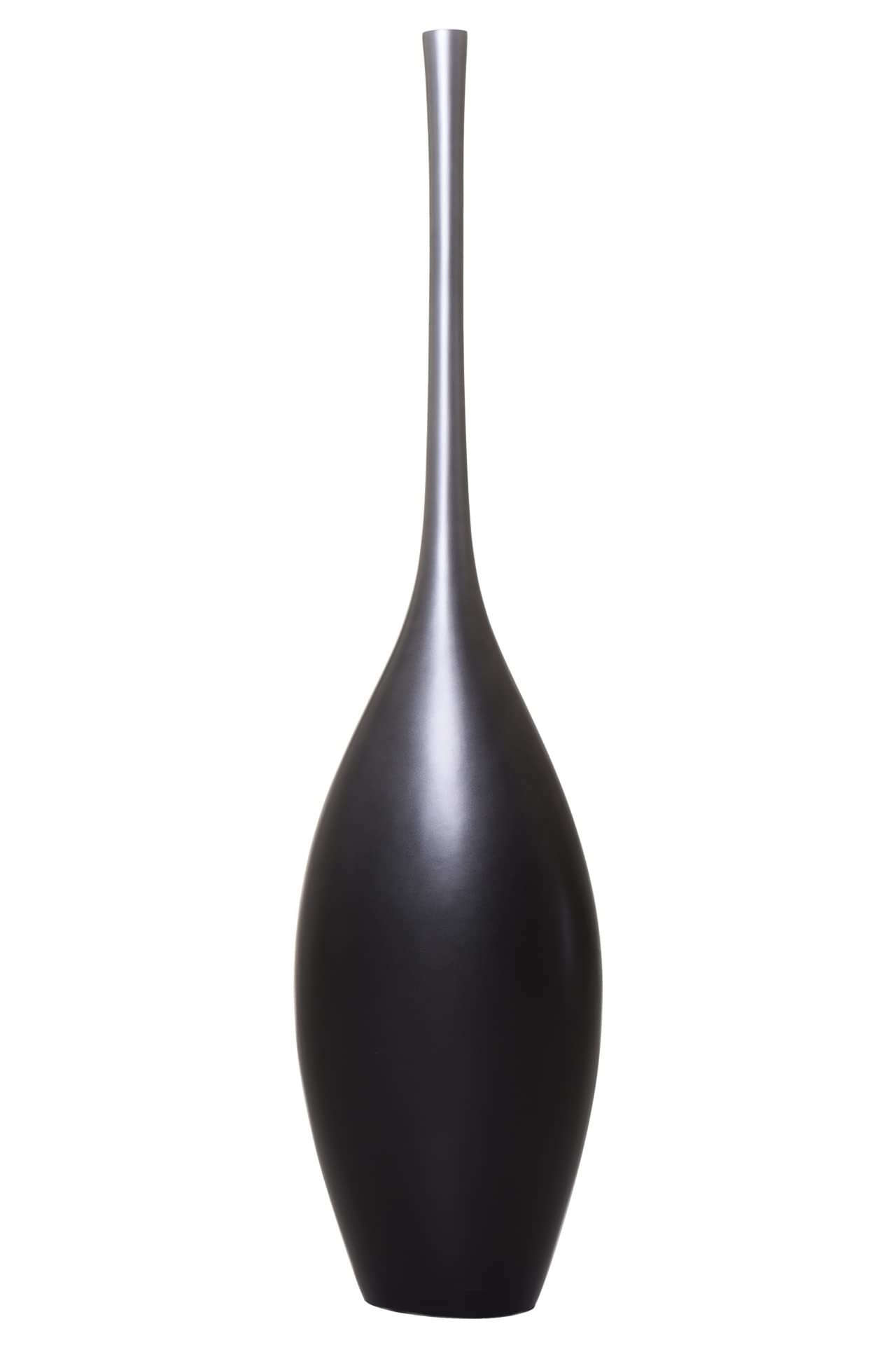 VIVANNO Bodenvase Fiberglas CHANTAL Rund - Rauchsilber Seidenmatt Mit Muster (1 St), 30x20x120 cm