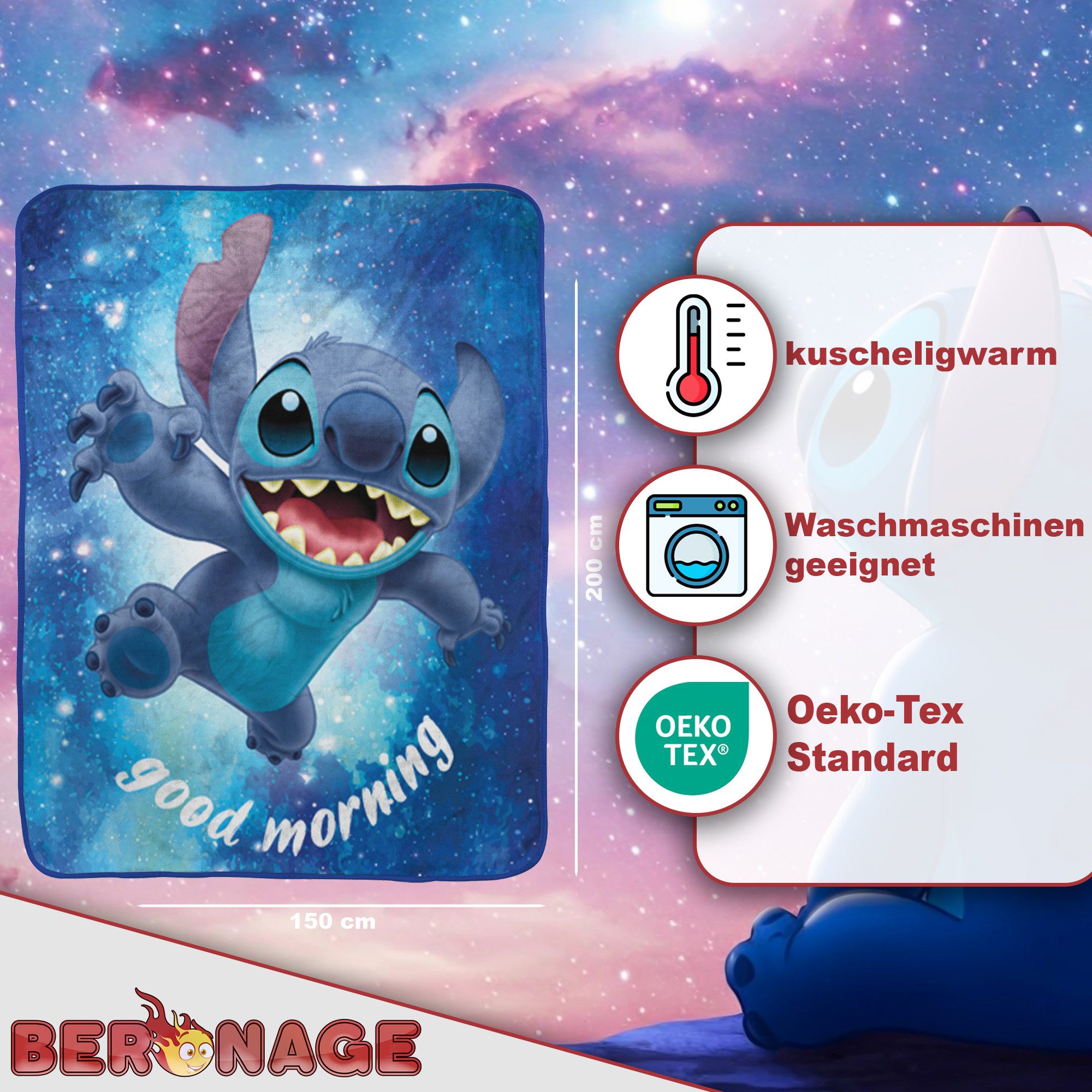 Wohndecke Lilo & Stitch Disney Decke Out of The World 150x200cm Kuscheldeck günstig online kaufen