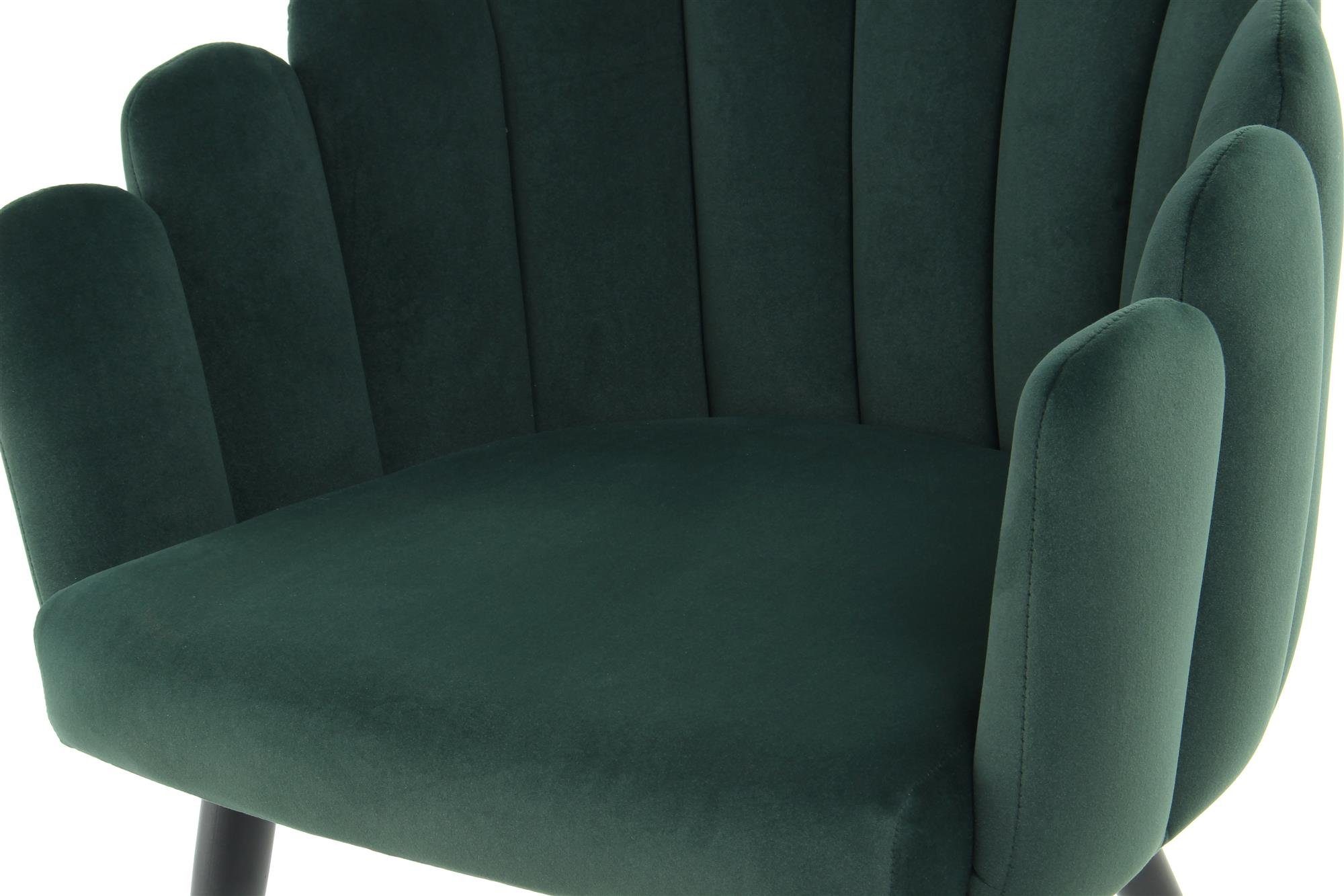 mit Samt-Stuhl Grün | Armlehne Muschel-Form Qiyano Sessel Grün Wohnzimmer Stuhl