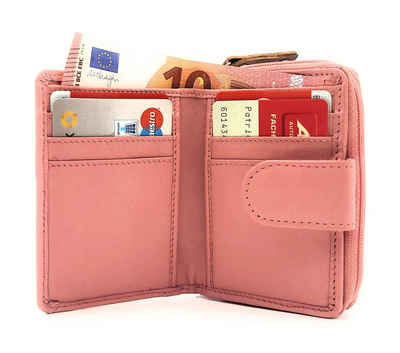 MUSTANG Mini Geldbörse kleines echt Leder Damen Portemonnaie mit RFID Schutz "Seattle", Urlaubsbörse. pink rosé