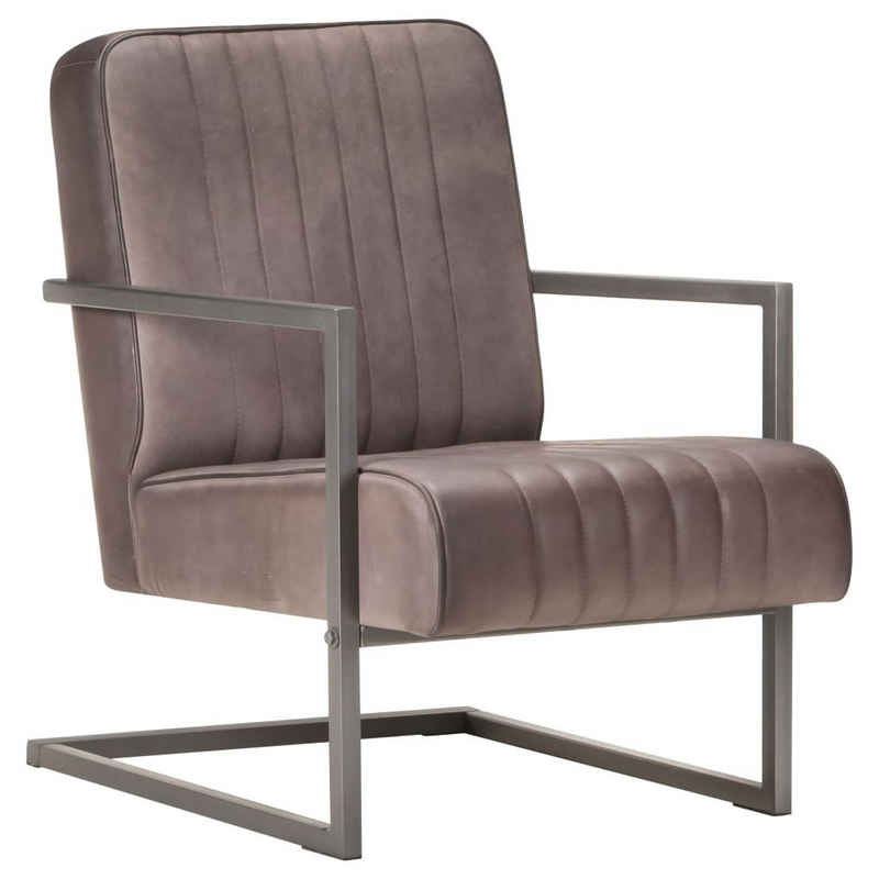 DOTMALL Sessel Freischwinger Sessel aus Echtleder im Retro-Design, pflegeleicht
