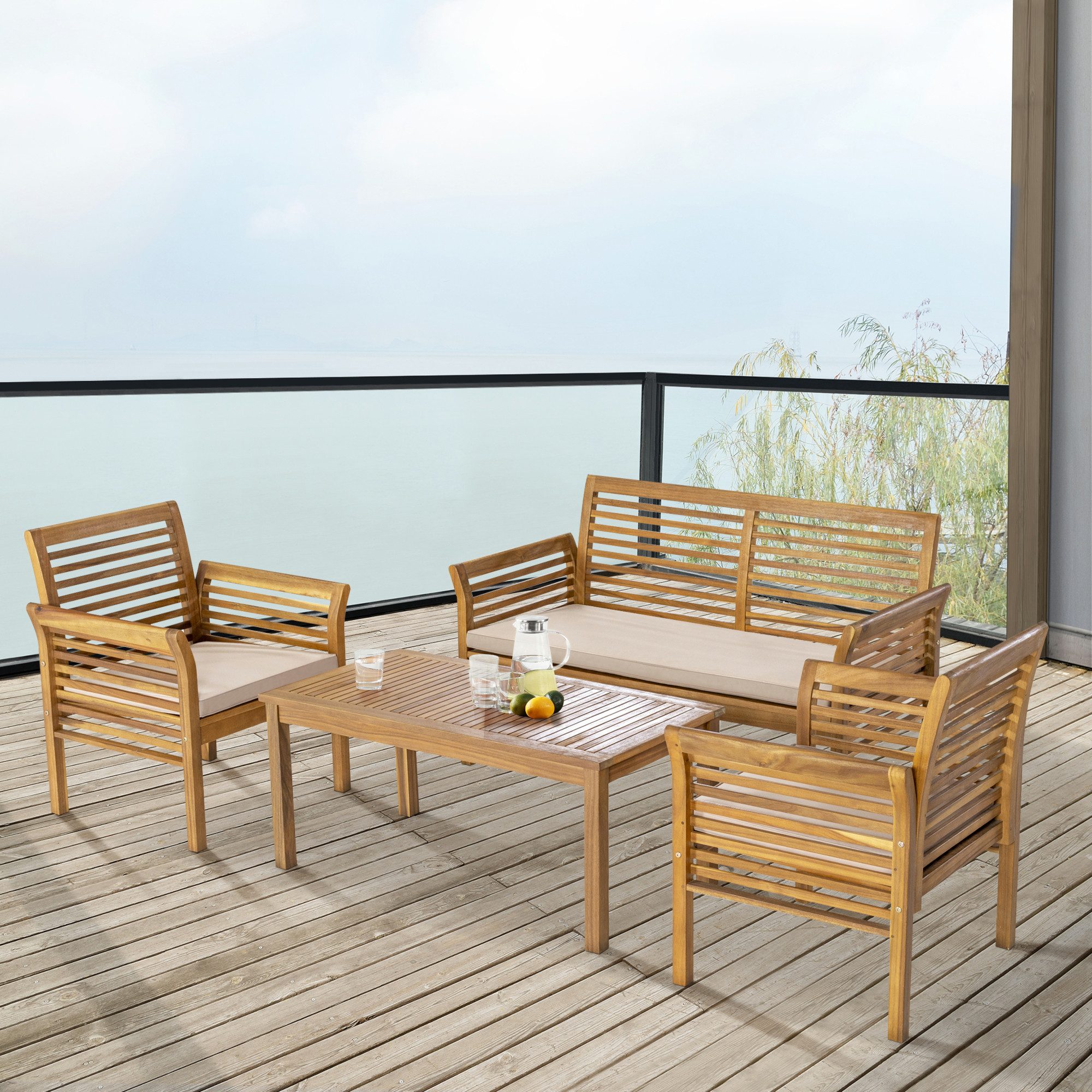 casa.pro Gartenlounge-Set, (4-tlg., 1 Tisch, 2 günstig online kaufen