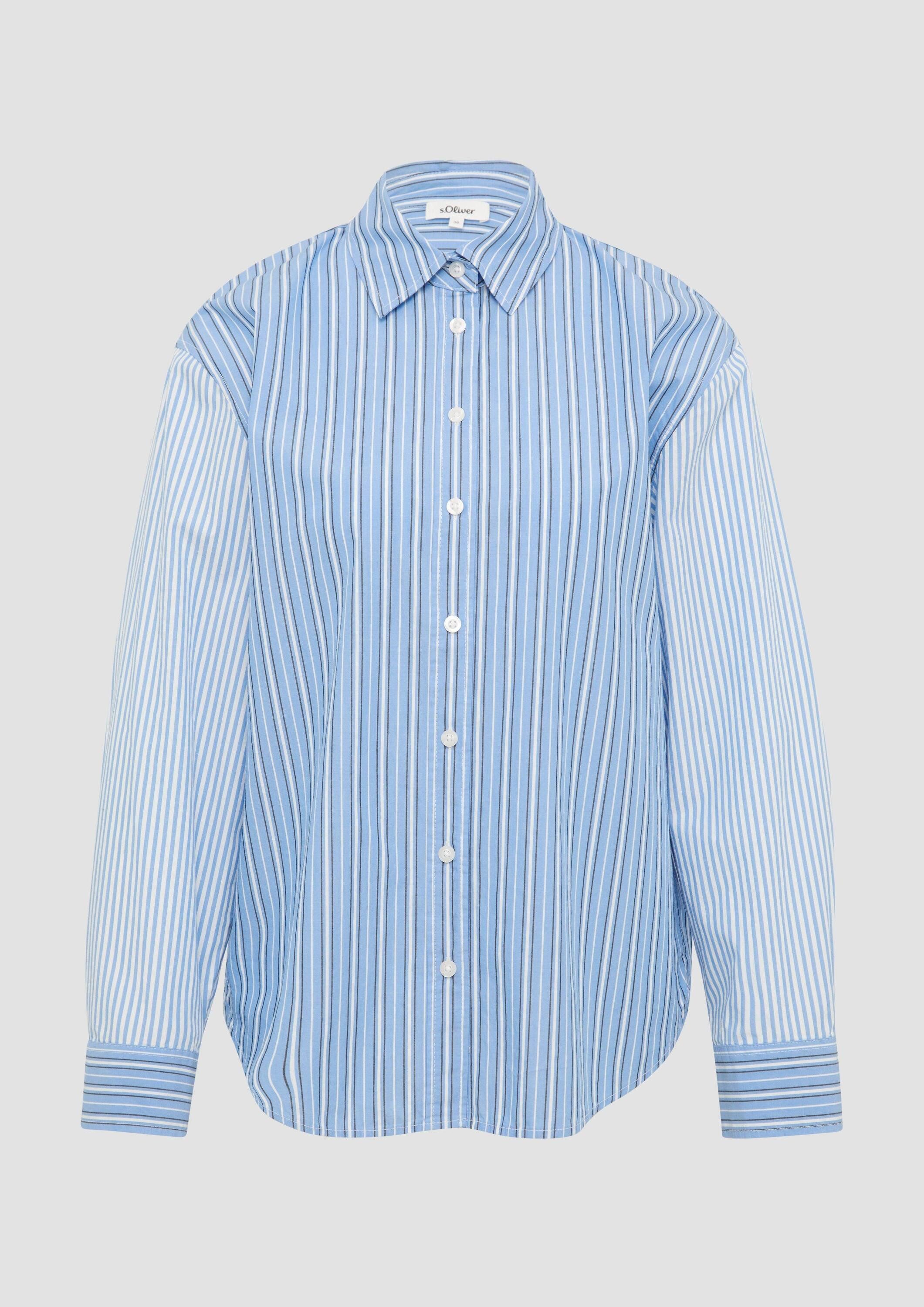 s.Oliver Langarmbluse Bluse Popeline-Bluse im Relaxed Fit mit Streifenmix