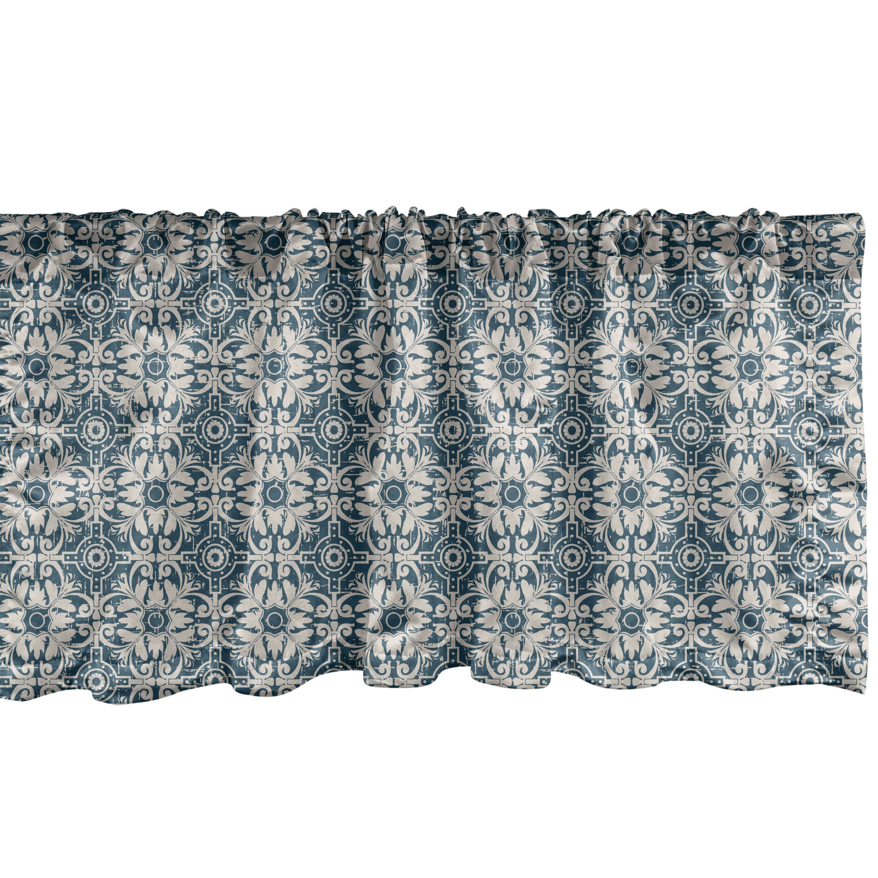Scheibengardine Vorhang Volant Kunst-Mosaik-Fliesen mit für Antike Azulejo Schlafzimmer Stangentasche, Microfaser, Dekor Abakuhaus, Küche