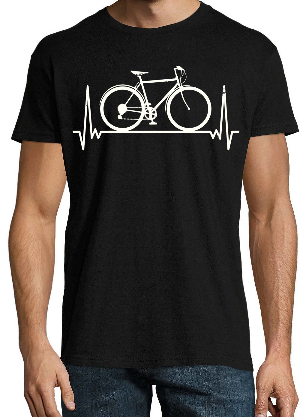 lustigem Frontprint Herren Fahrrad Designz mit Youth T-Shirt Fahrrad Schwarz Heartbeat Shirt