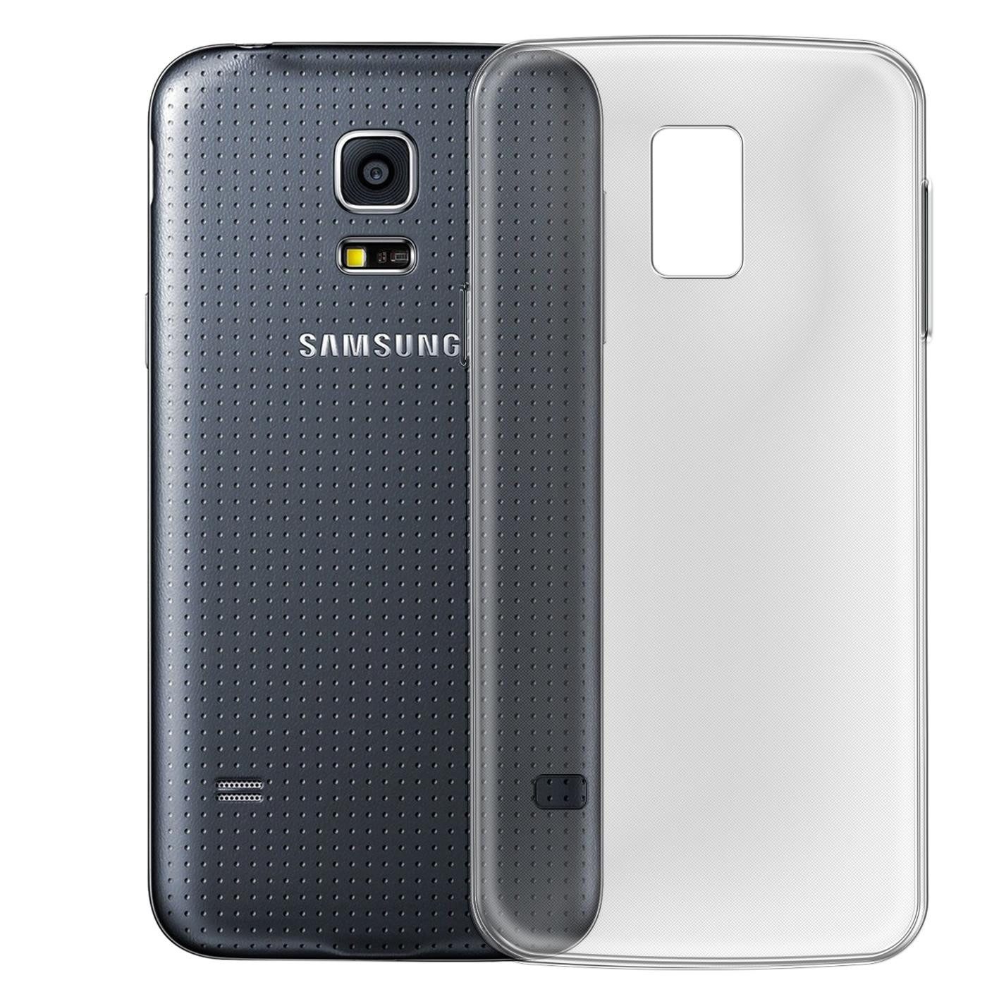 CoolGadget Handyhülle Transparent als 2in1 Schutz Cover Set für das Samsung Galaxy S5 S5 Neo 5,1 Zoll, 2x Glas Display Schutz Folie + 1x Case Hülle für Galaxy S5 S5 Neo