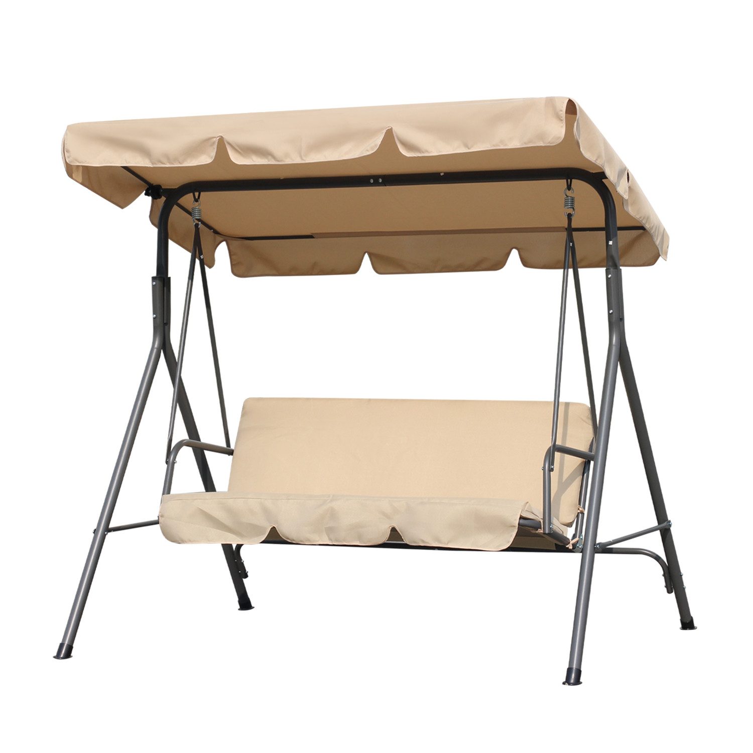 Angel Living Hollywoodschaukel 3-Sitzer Hollywoodschaukel Gartenschaukel mit neigbarem Sonnendach, 3-Sitzer, Aluminium Schaukelbank mit wetterfesten Polstern