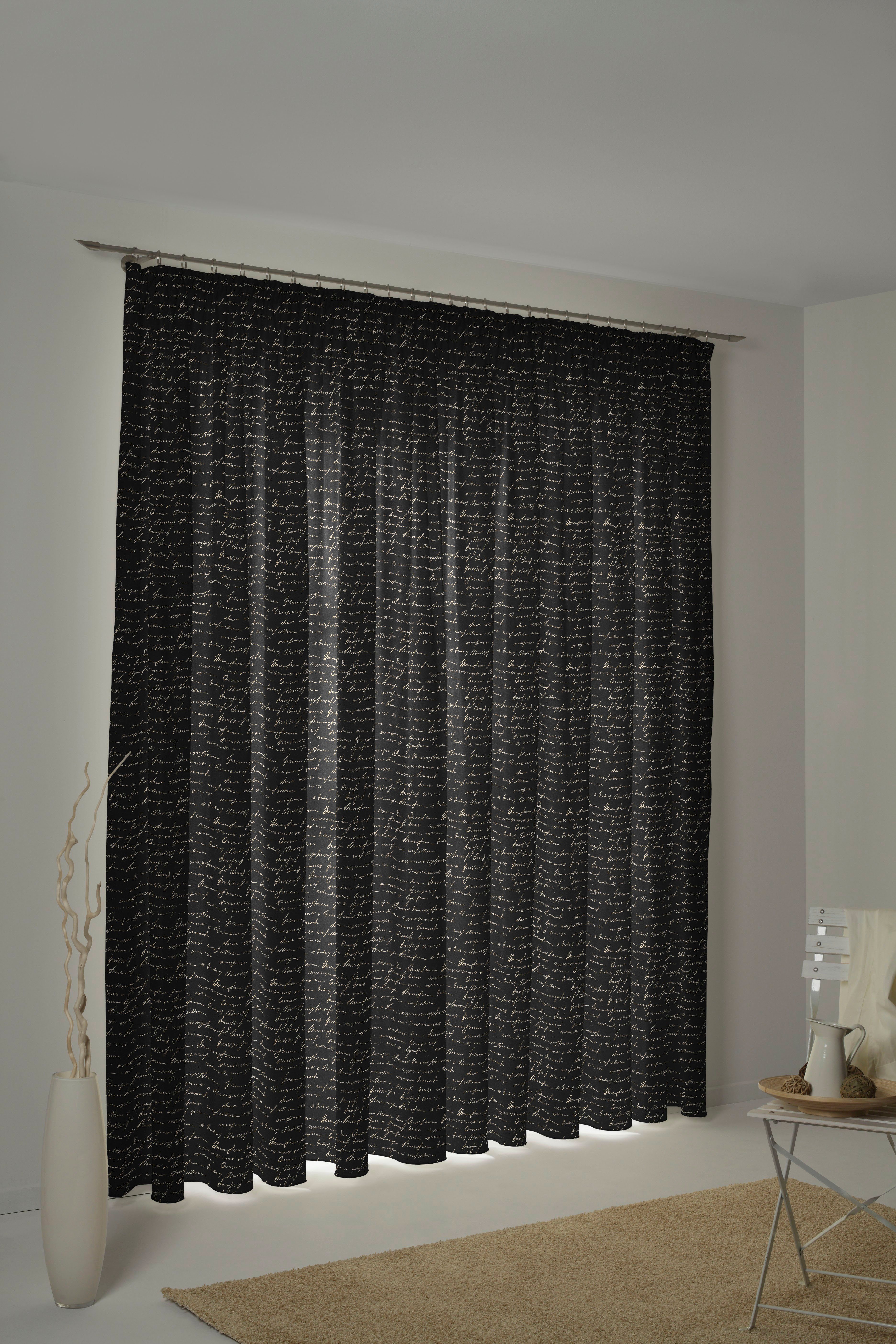 Vorhang Scribble, Adam, Kräuselband (1 St), blickdicht, Jacquard, nachhaltig aus Bio-Baumwolle schwarz/naturweiß | Fertiggardinen