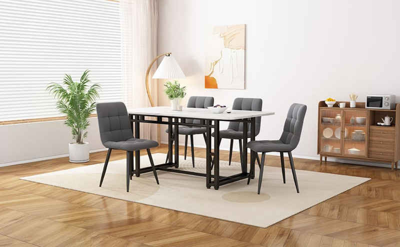 SIKAINI Esstisch (Moderner Esstisch mit Metallbeinen, geeignet für Esszimmer, Wohnzimmer, schwarze Farbe, ohne Stühle, 1-St., Luxuriöser, leichter Esstisch mit schwarzen Metallbeinen), Einzelner Luxus-Esstisch