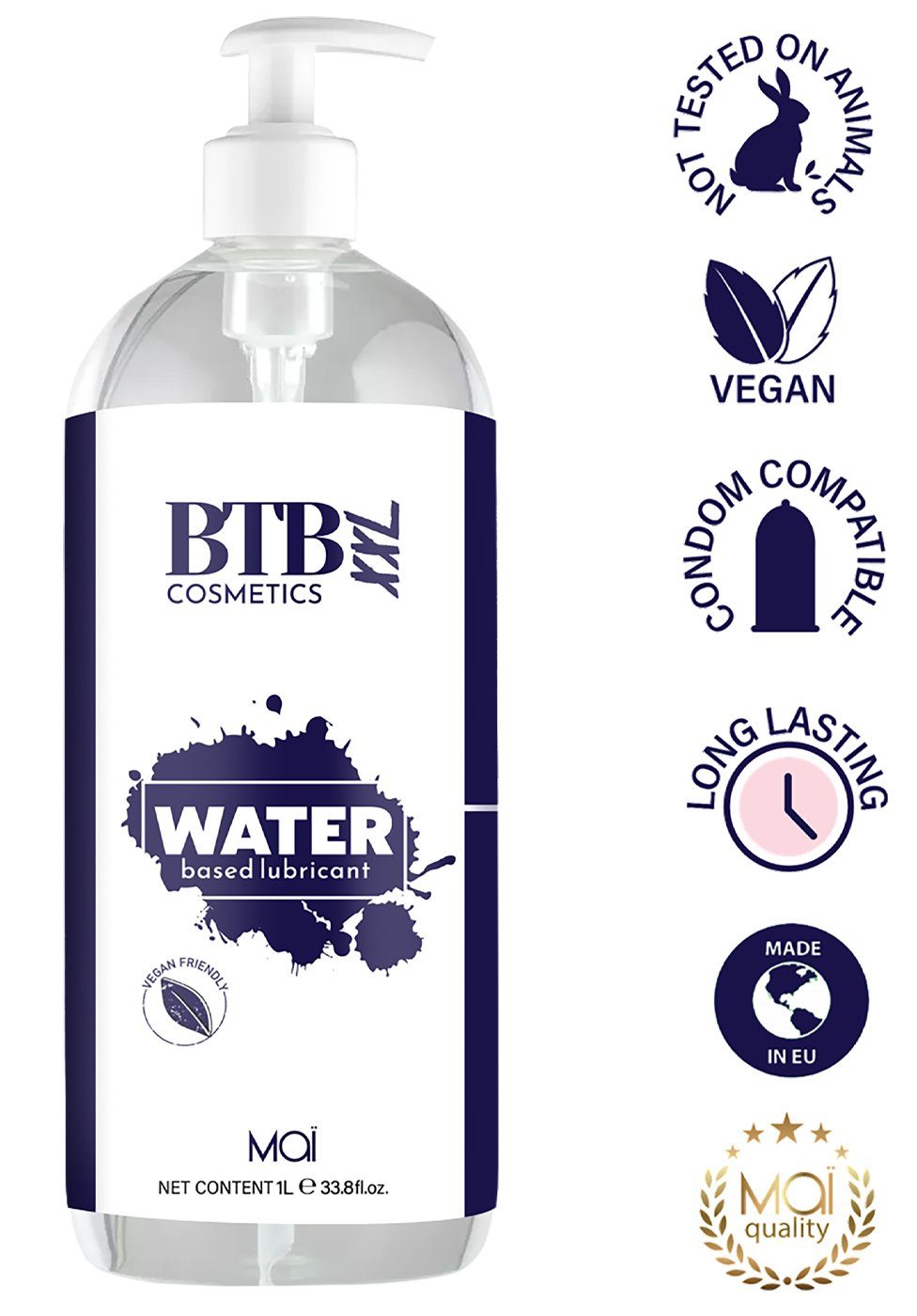 BTB Cosmetics Gleitgel Gleitgel auf Wasserbasis vegan und tierversuchsfrei - 1000 ml