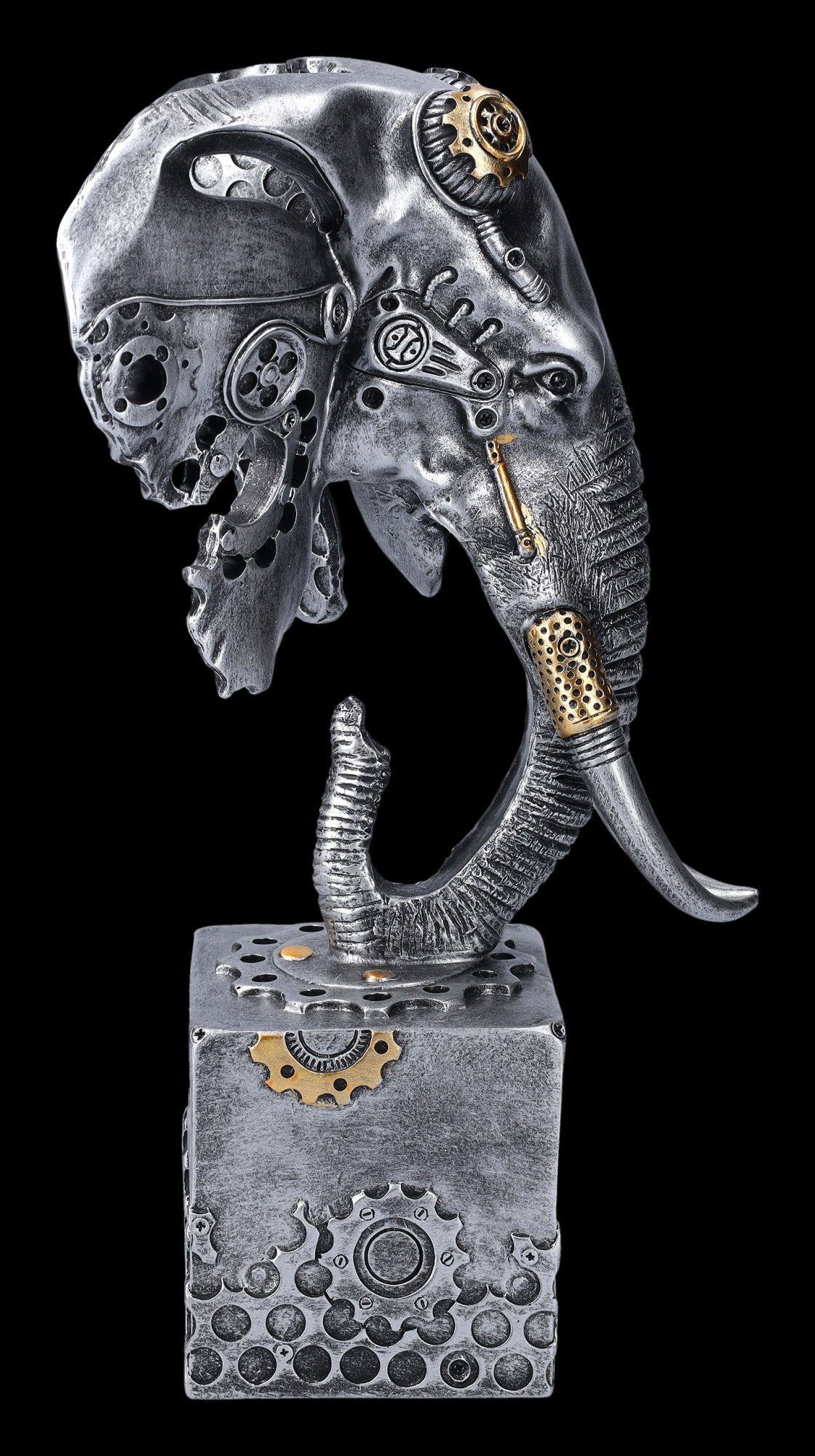 Dekoration - Shop GmbH - Silberfarbener Dekofigur Figuren Fantasy Dekofigur Steampunk Elefant